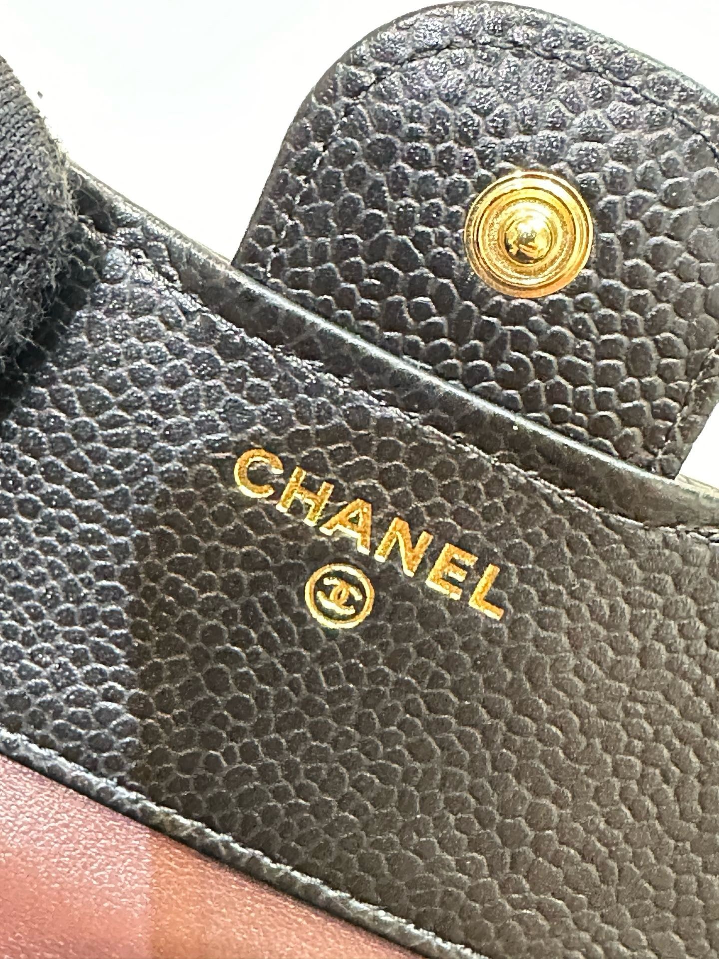 Chanel Flap Wallet Black Caviar GHW GPT tag