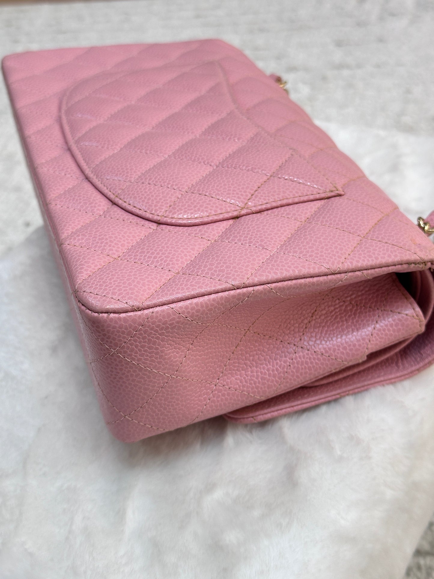 Chanel Medium Vintage Sakura Pink Caviar Classic Double Flap Bag 24K GHW