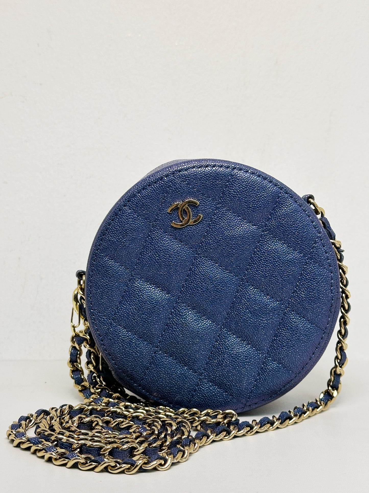 Chanel Matelasse Classic Chain Shoulder Bag Blue 2798 holo card