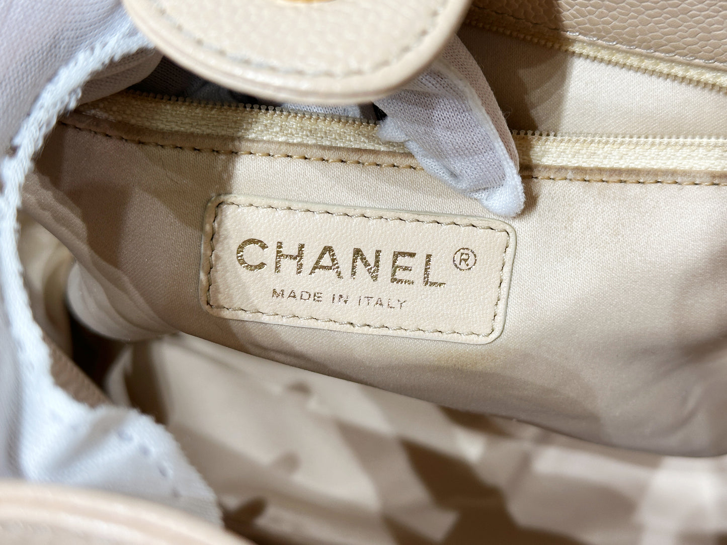 Chanel Caviar Quilted Petit Shopping Tote PST Beige GHW 1551 holo