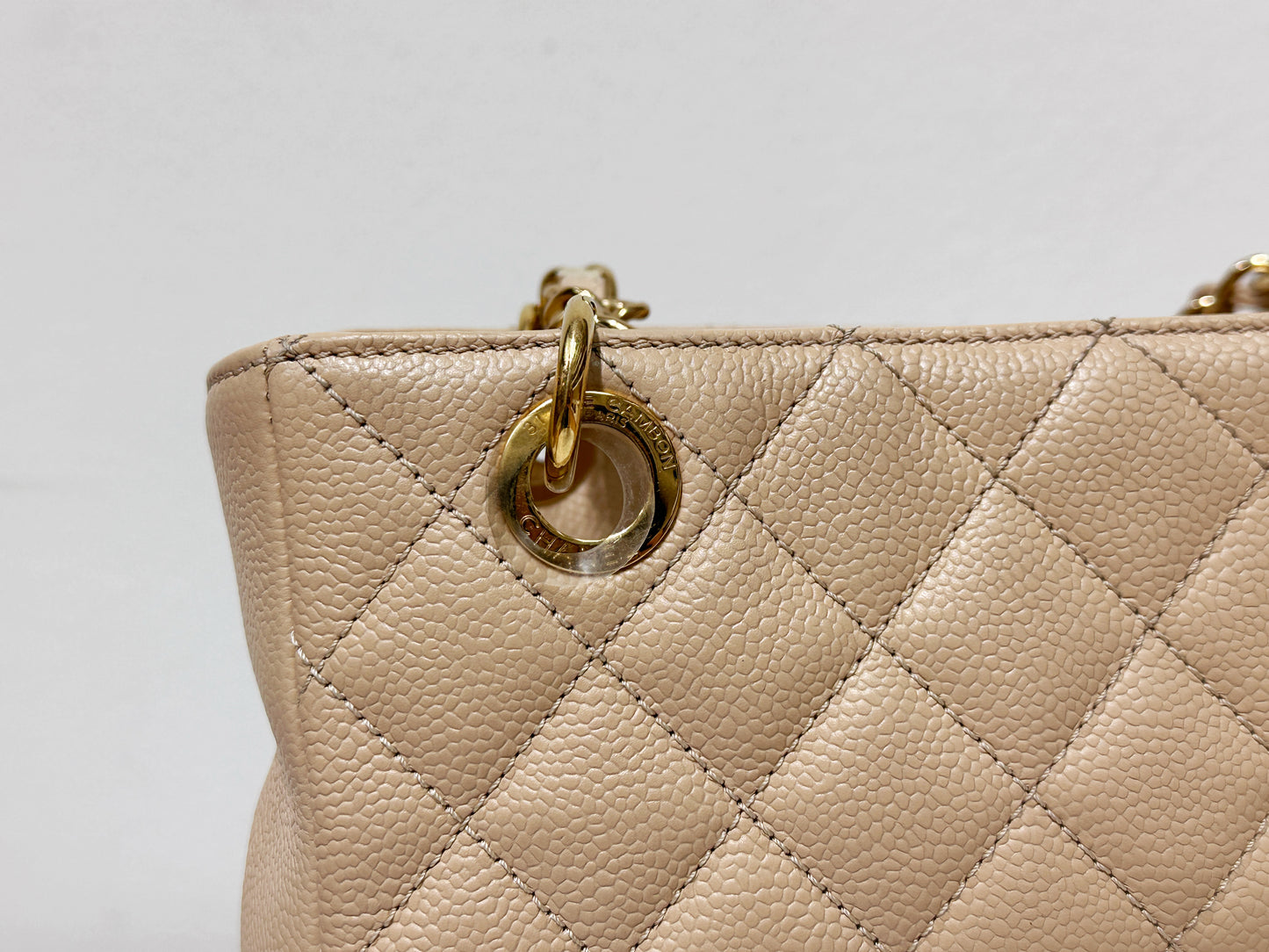 Chanel Caviar Quilted Petit Shopping Tote PST Beige GHW 1551 holo
