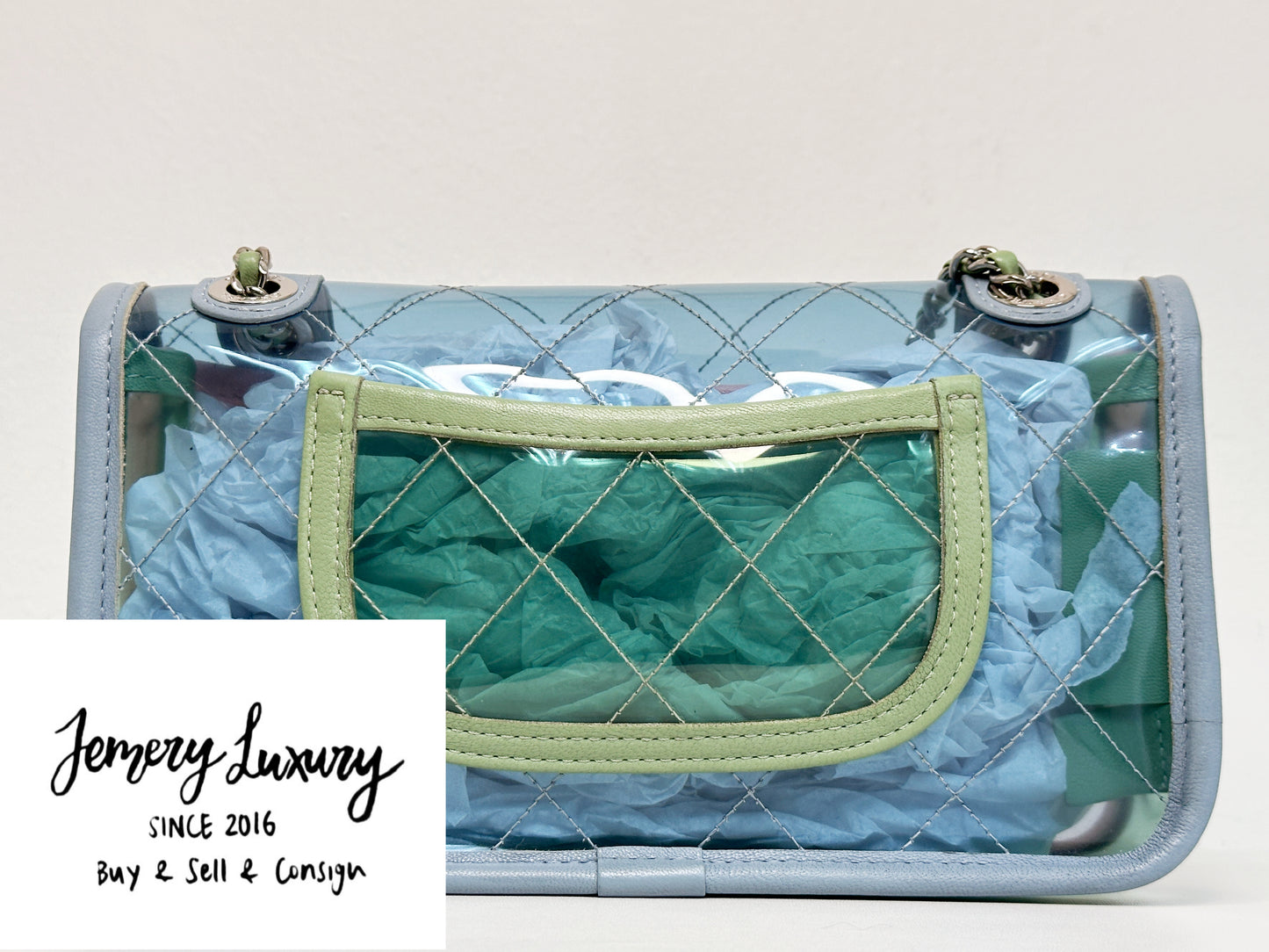 Chanel Coco Splash PVC Mini Flap Bag Blue/Pink/Green 2582 holo