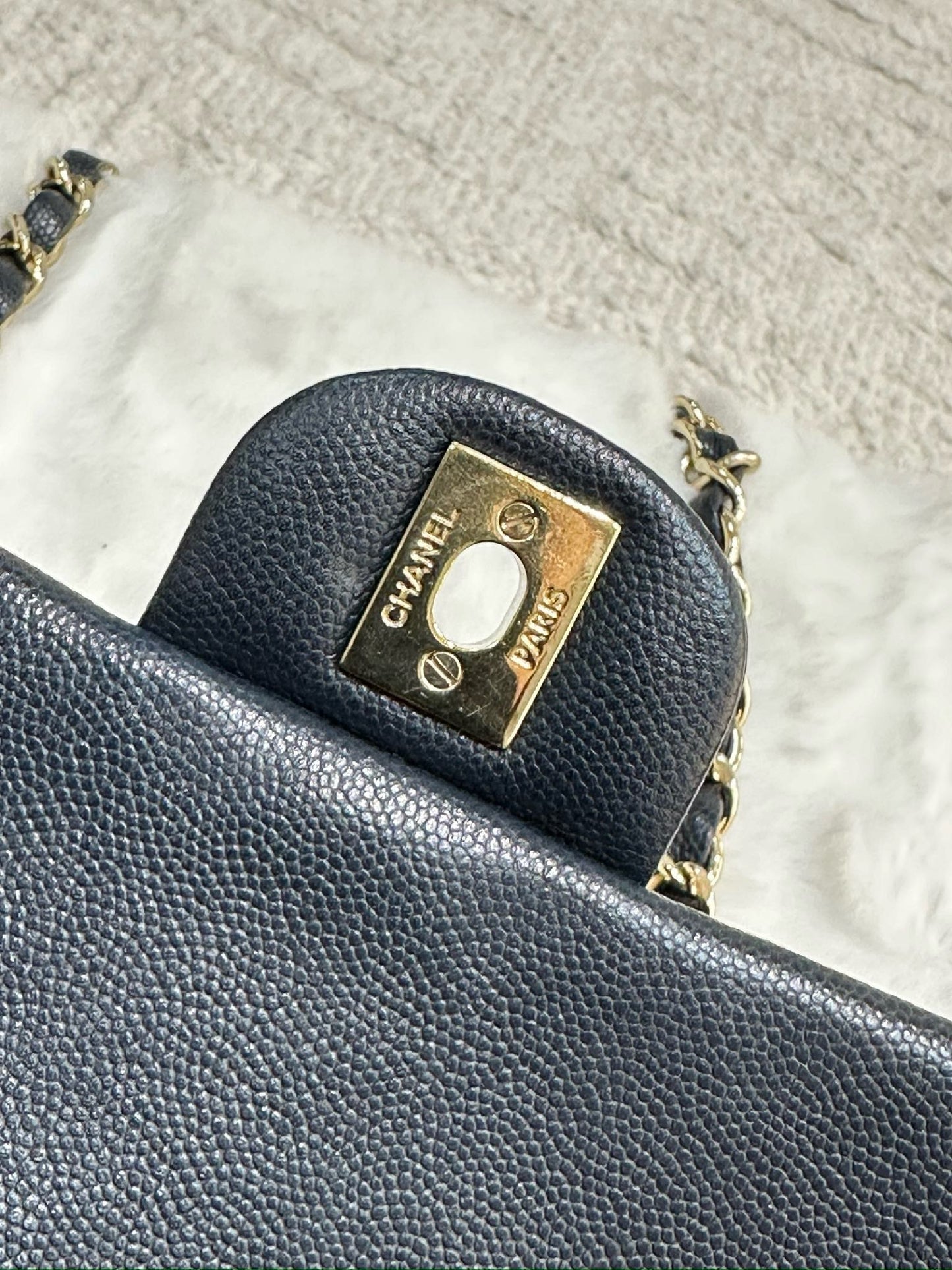 Chanel Mini Rectangular Caviar Navy Blue GHW