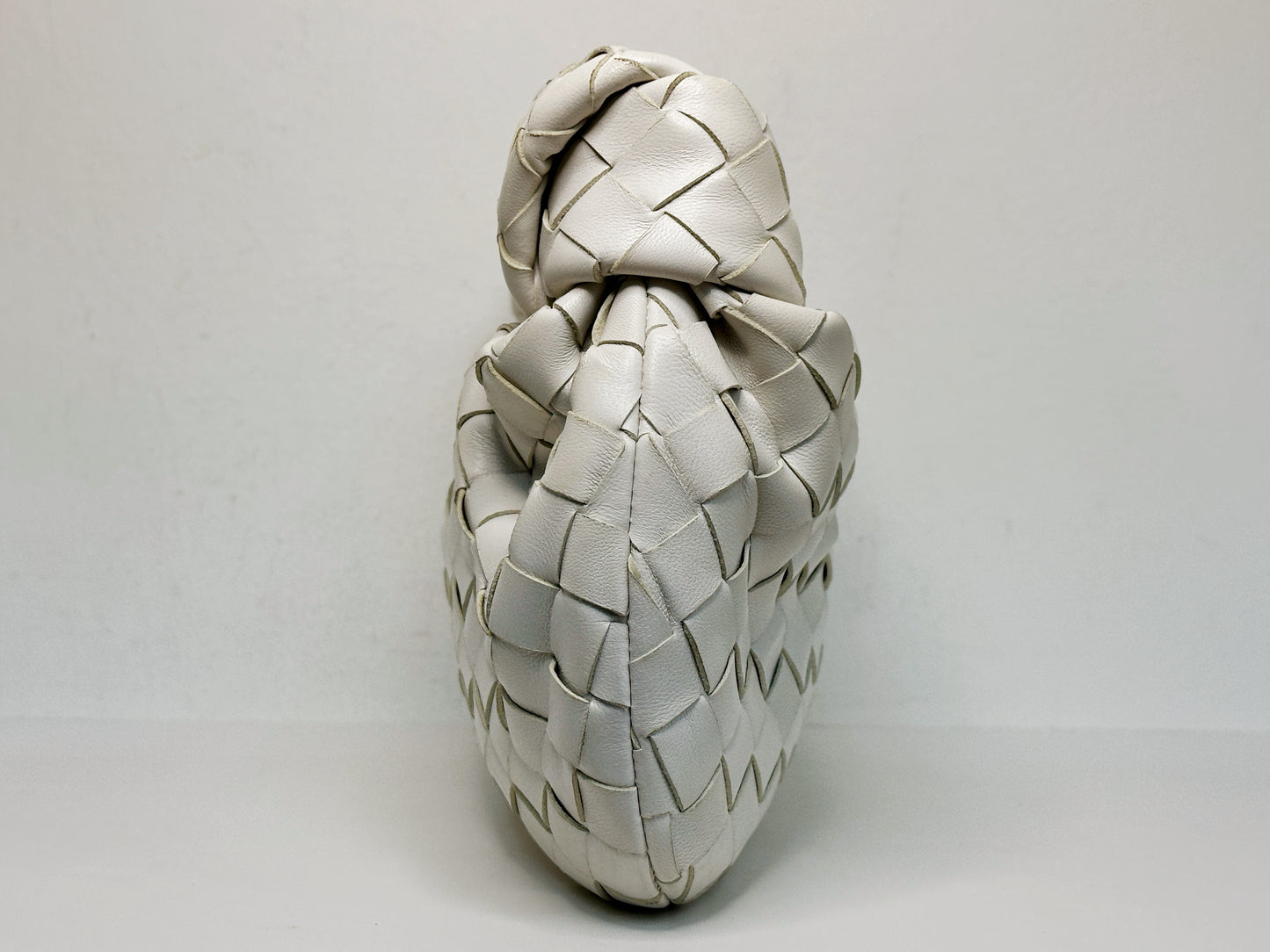 Bottega Veneta White Intrecciato Leather Mini Jodie Bag