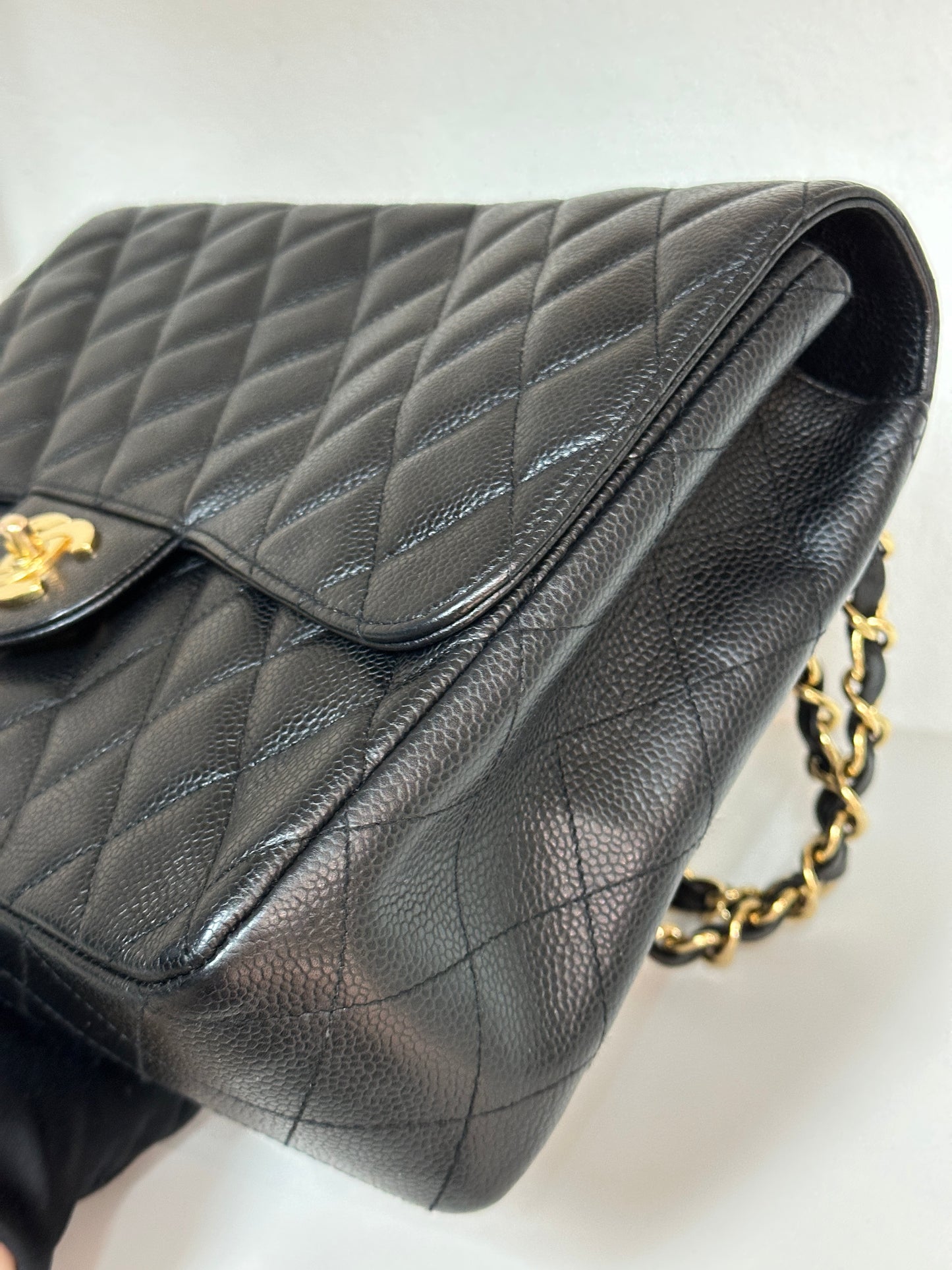 Chanel Jumbo Classic Single Flap Caviar Leather Black 1249 holo