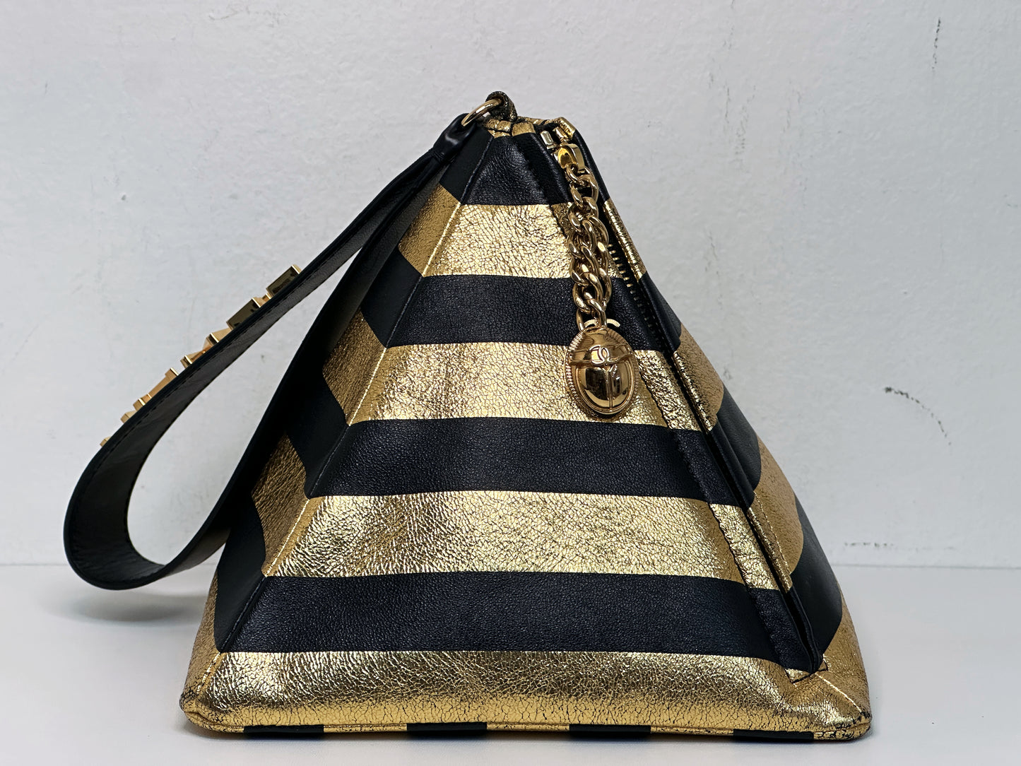 Chanel Metallic Lambskin CC Kheops Pyramid Bag Gold Black 2809 holo