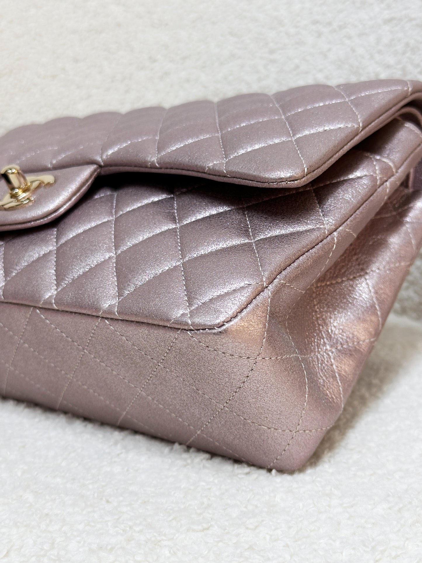 Chanel Classic Quilted Medium Double Flap Iridescent Pink (Calfskin)LGHW 1998 holo card