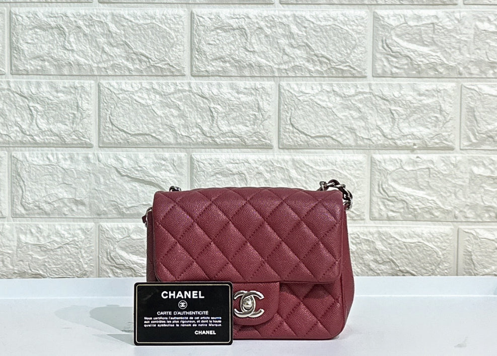 Chanel Classic Square Mini Flap in Red Caviar and SHW