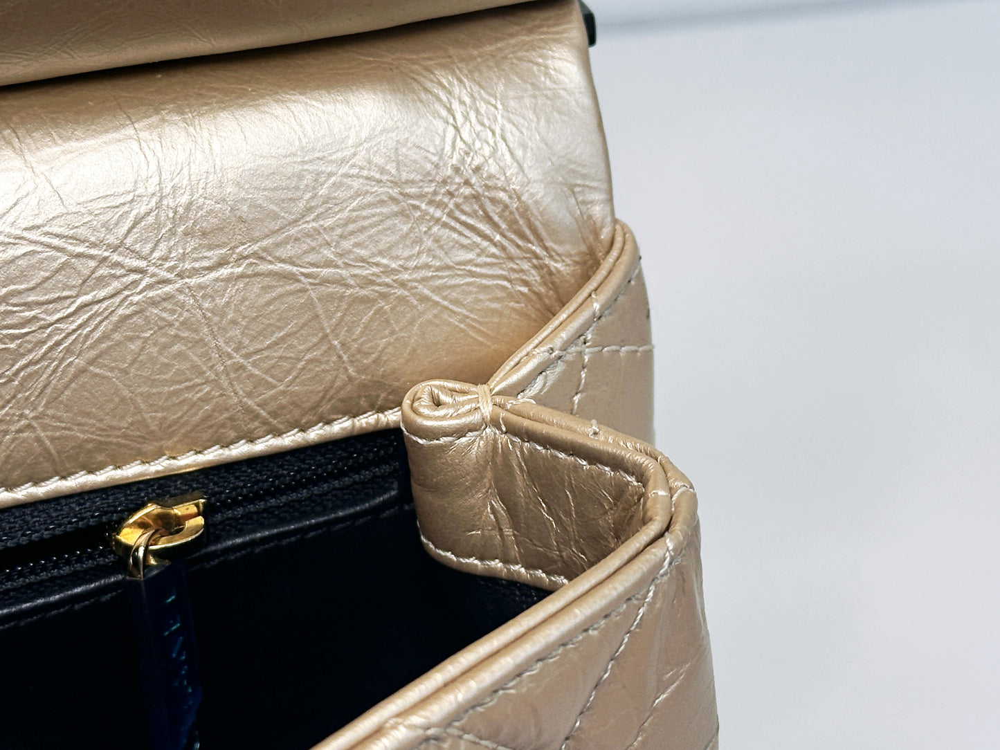 Chanel Aged Calfskin Quilted 2.55 Reissue Mini Hanger Flap Gold 2355 holo card