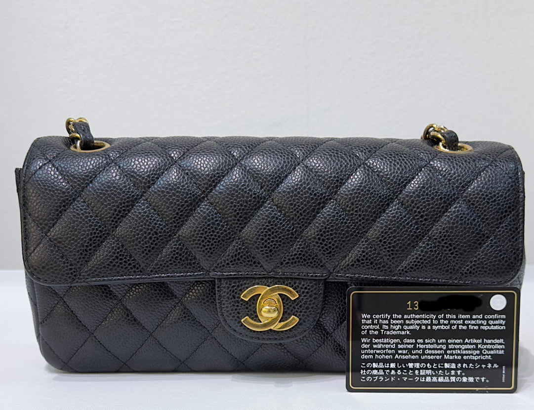 Chanel Caviar East West Flap Bag Black GHW