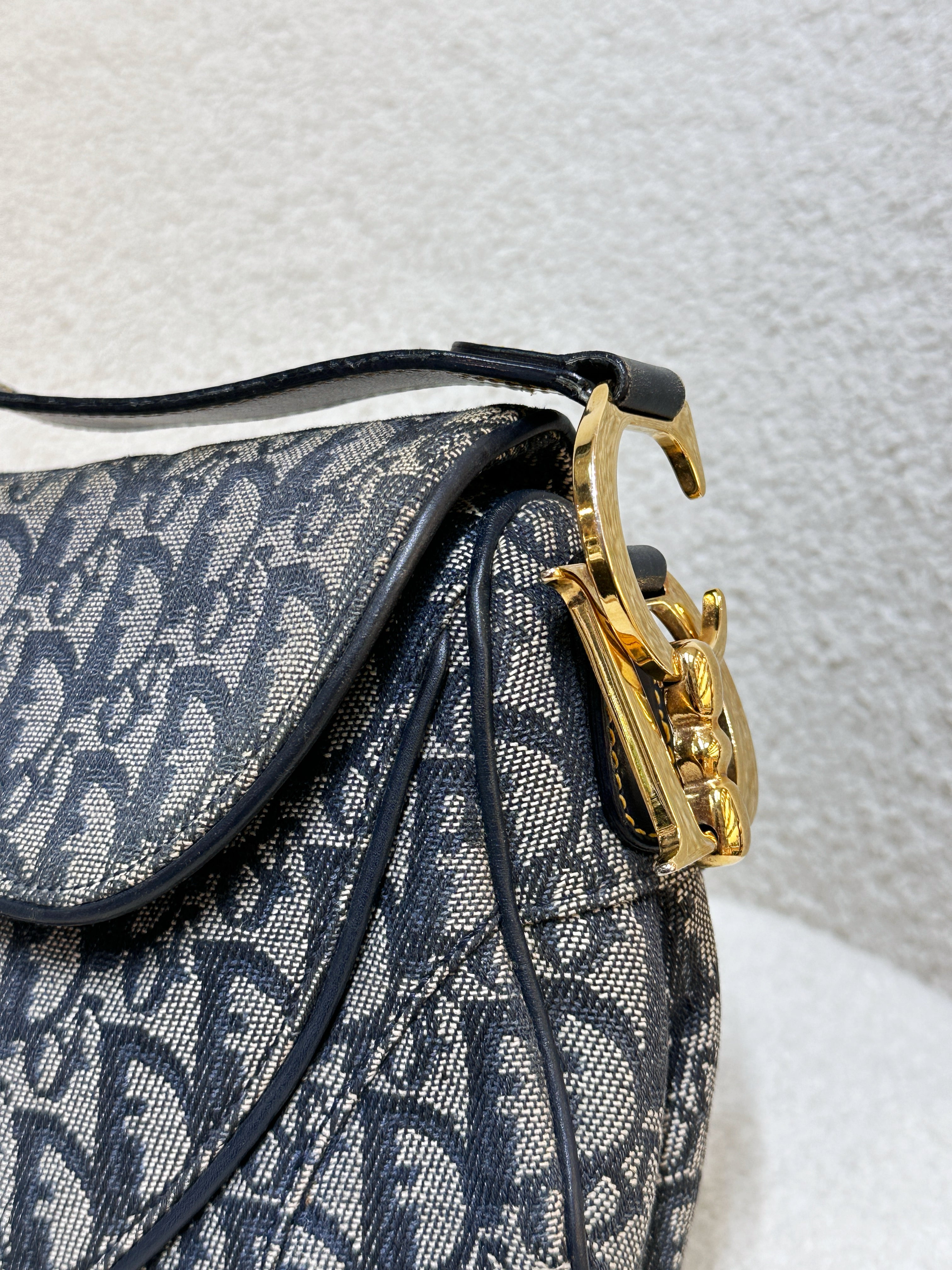 Christian Dior Double Saddle Canvas Navy blue 2001 year