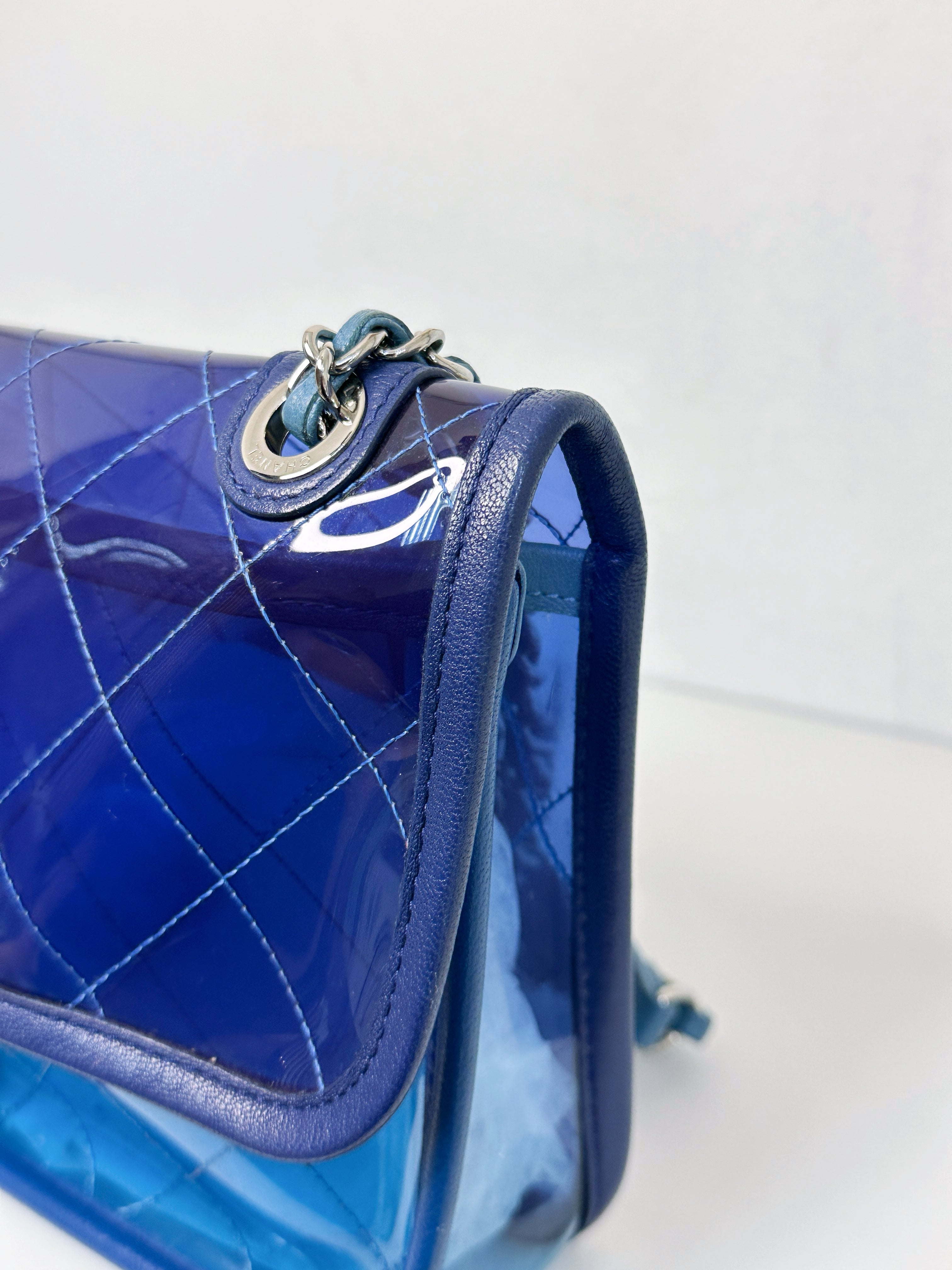 Chanel Blue Coco Splash PVC Medium Flap Bag 2583 holo