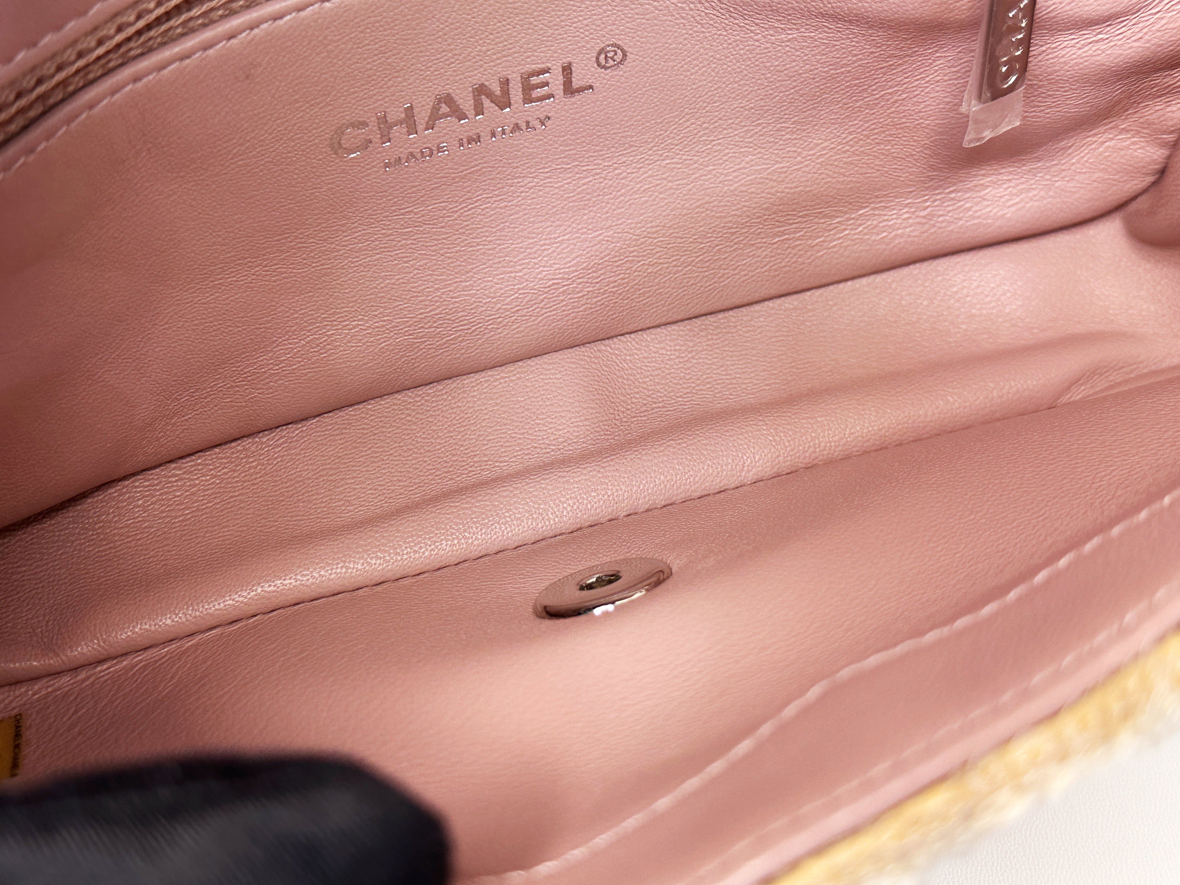 Chanel 18S Sequin Mini Waterfall Flap Pink Blue Yellow 2557 holo card