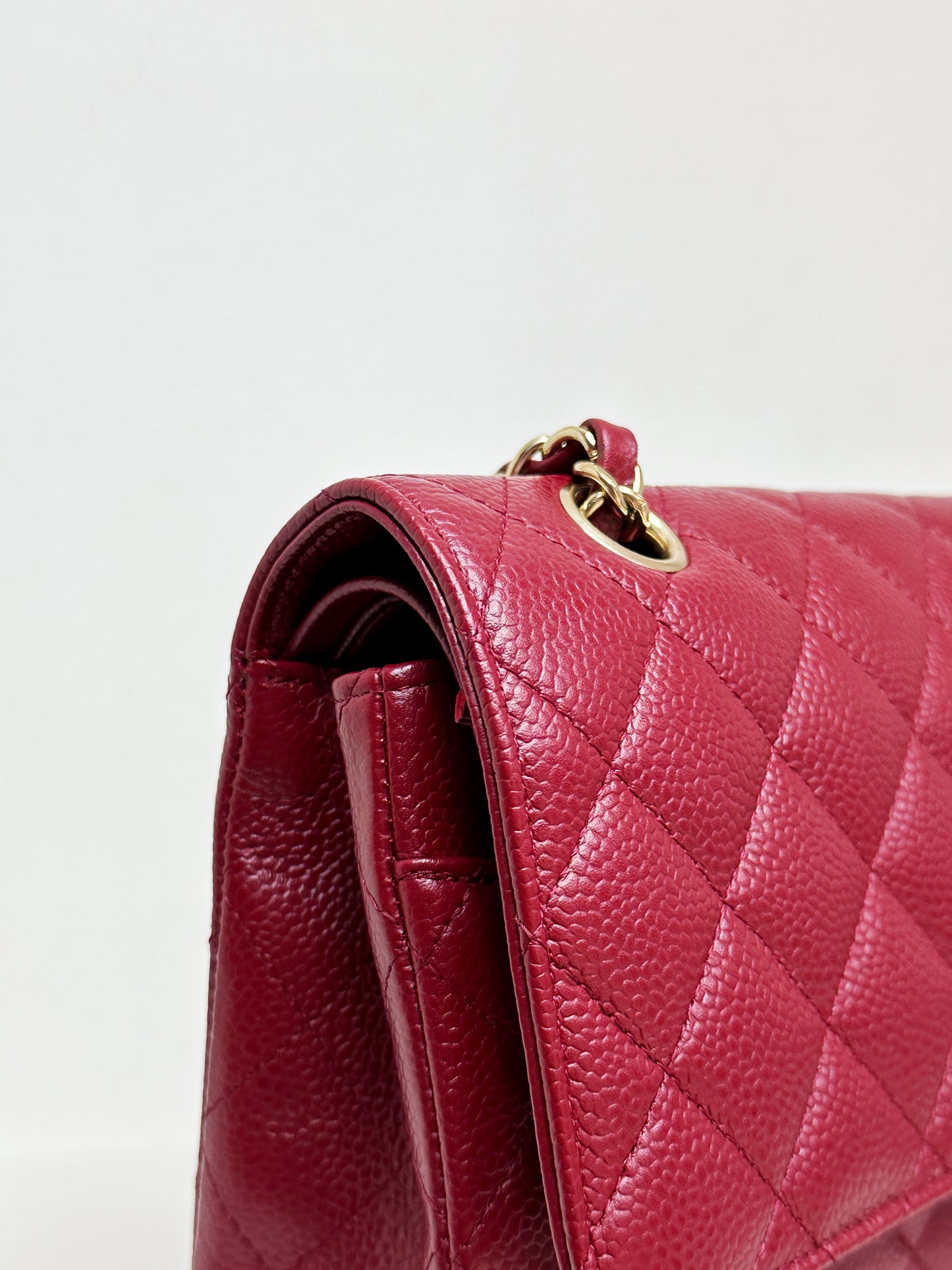 Chanel Caviar Classic Quilted Medium Double Flap Bordeaux Bag 1307 holo card