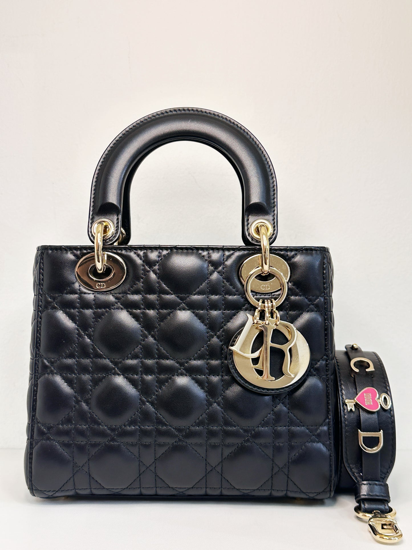 CHRISTIAN DIOR Lambskin Cannage Small My ABCDior Lady Dior Black GHW