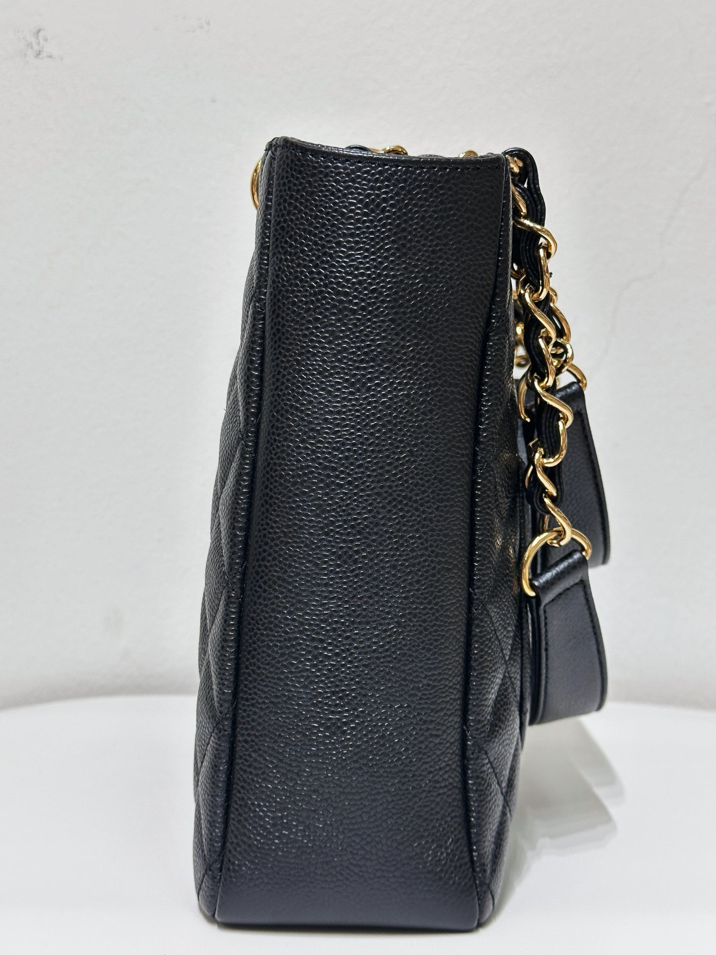 Chanel Caviar Quilted Petit Shopping Tote PST Black GHW 1608 holo card