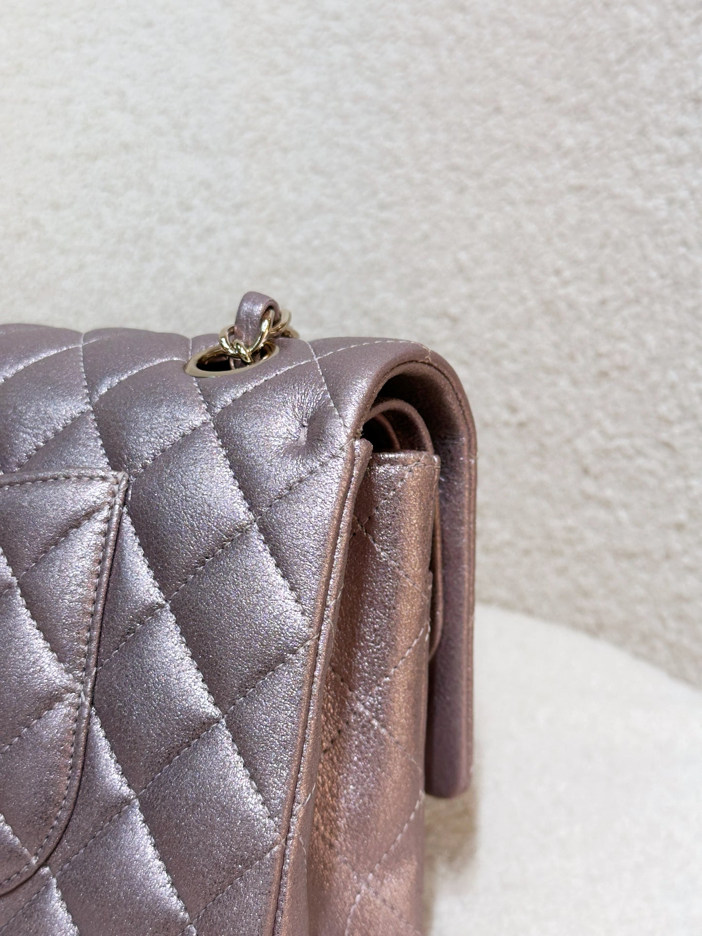 Chanel Classic Quilted Medium Double Flap Iridescent Pink (Calfskin)LGHW 1998 holo card