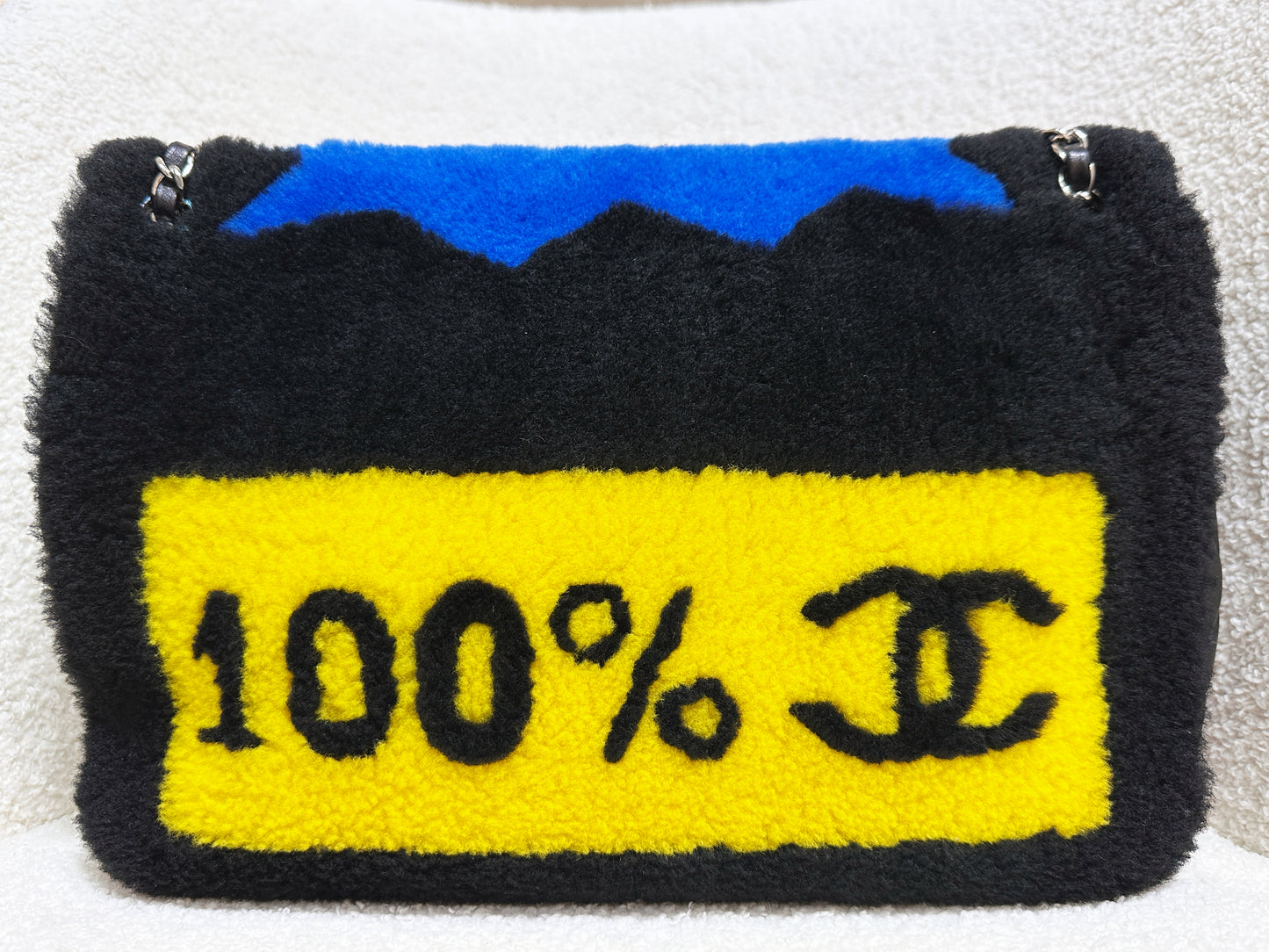 Chanel Jumbo Classic Flap  Maxi Pop Art No. 5 Caption Comic Lambskin Black Multicolor Bag 2030 holo