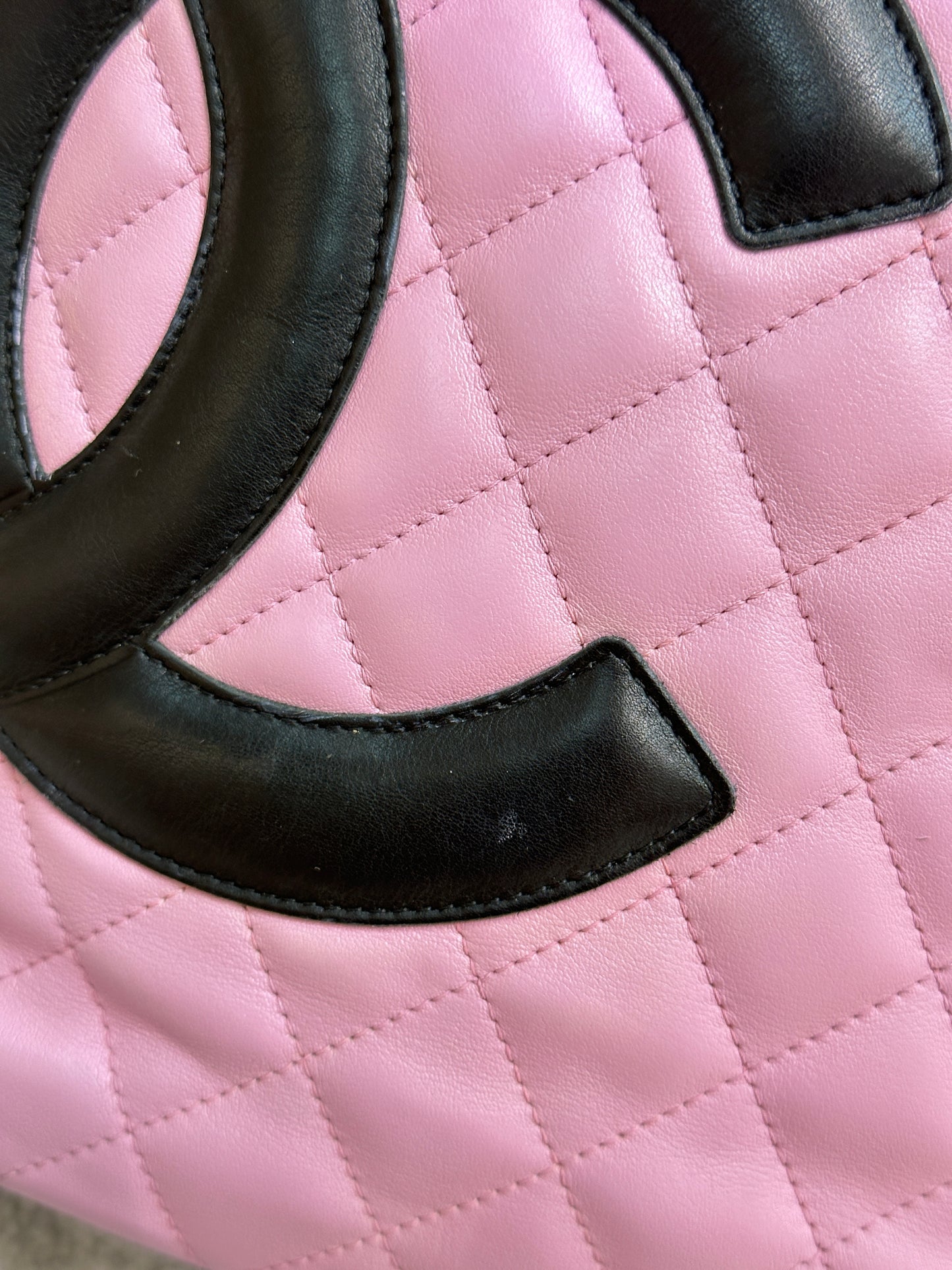 Chanel Medium Calfskin Quilted Cambon Tote Pink Black