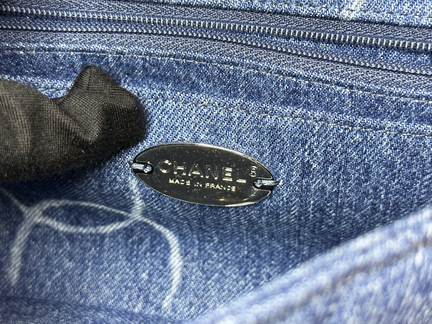 Chanel 20B Medium Blue Denim Quilted CC Single Flap SHW 3045 holo card