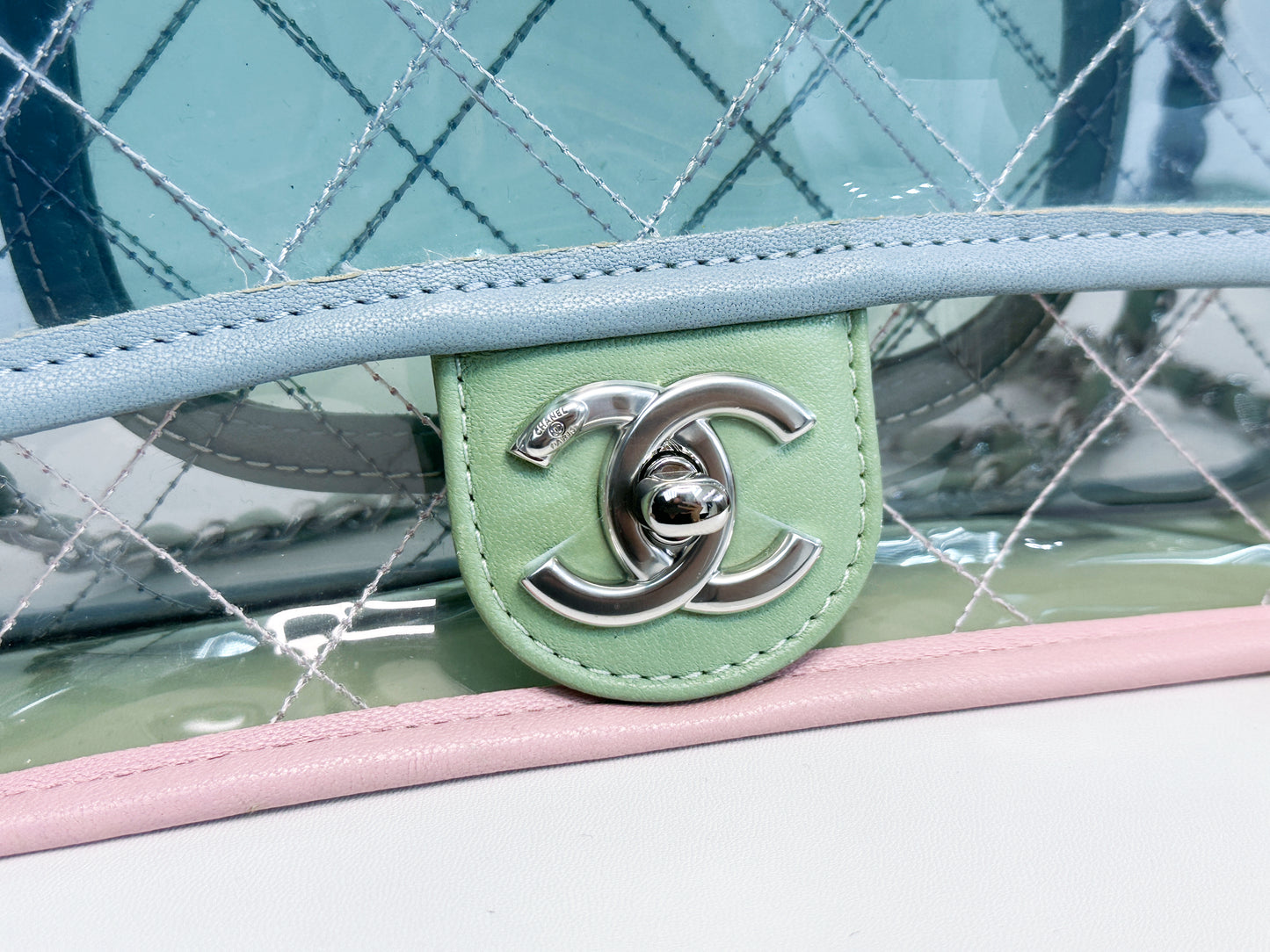 Chanel Coco Splash PVC Mini Flap Bag Blue/Green/Pink 2569 holo