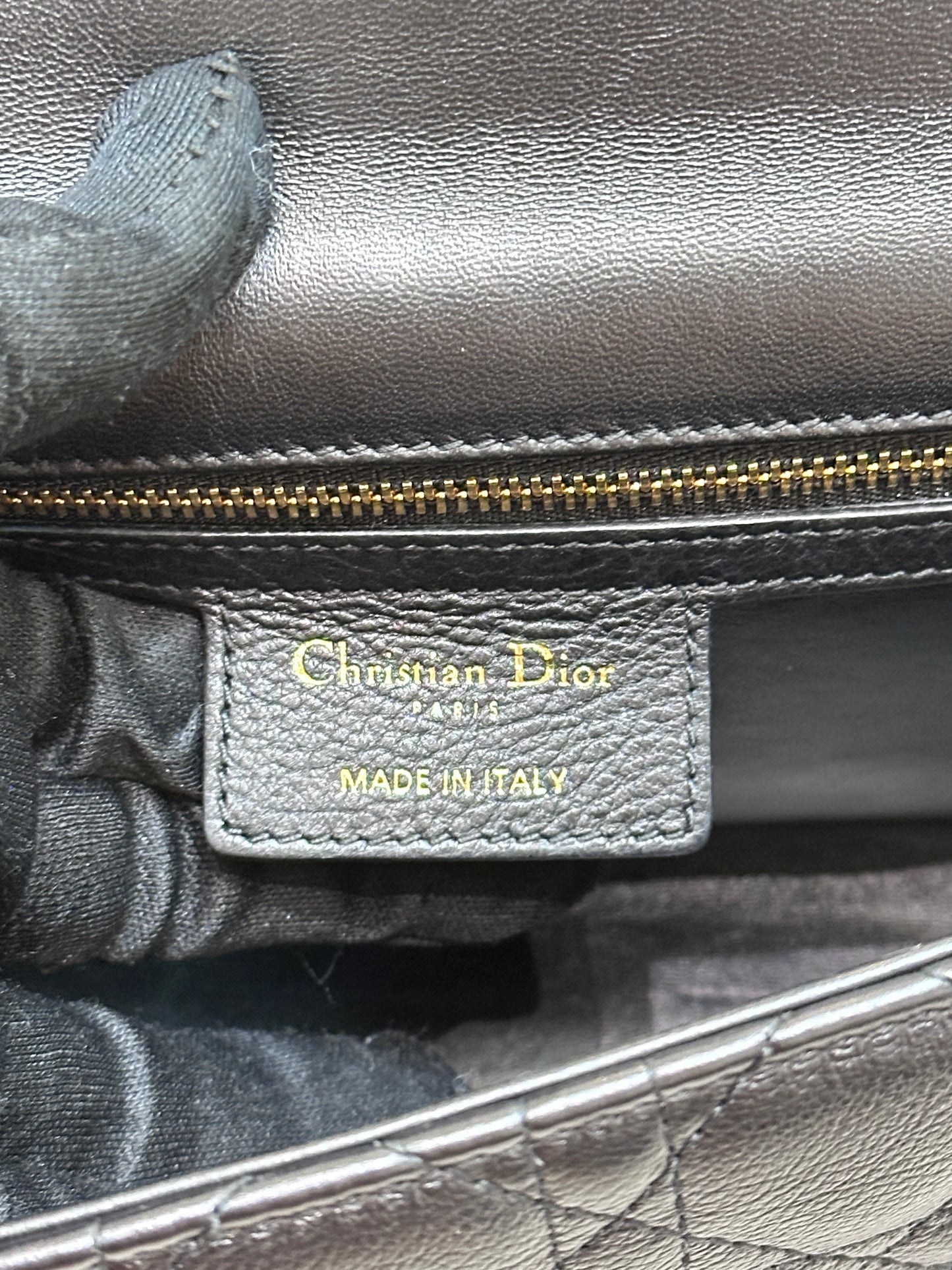 Dior Medium Caro Bag Supple Cannage Calfskin Black GHW