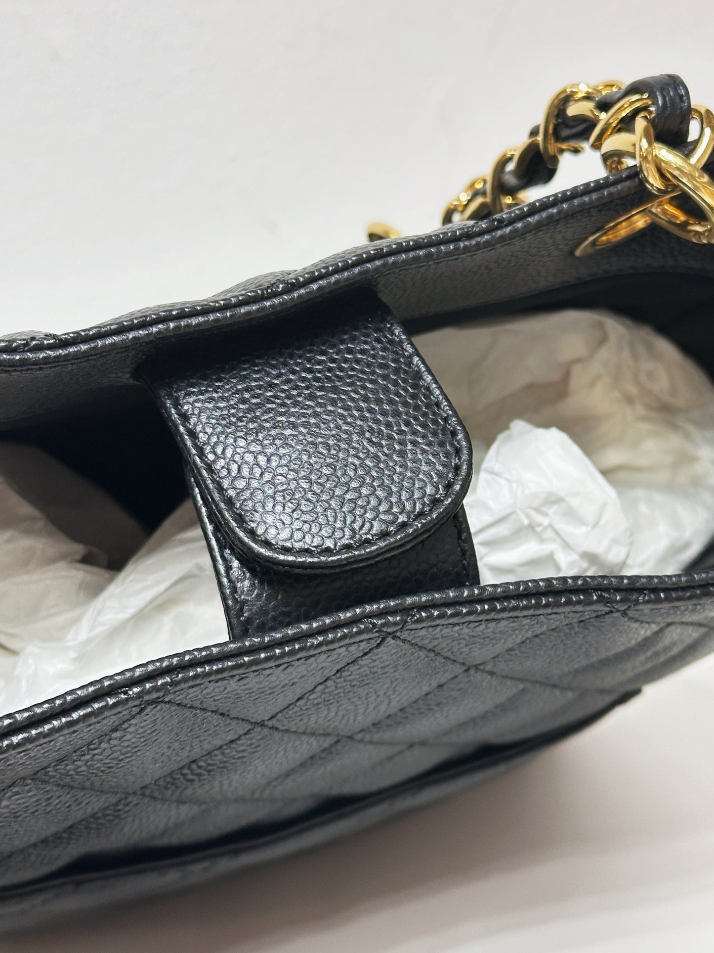 Chanel Caviar Quilted Petit Shopping Tote PST Black GHW 1608 holo card