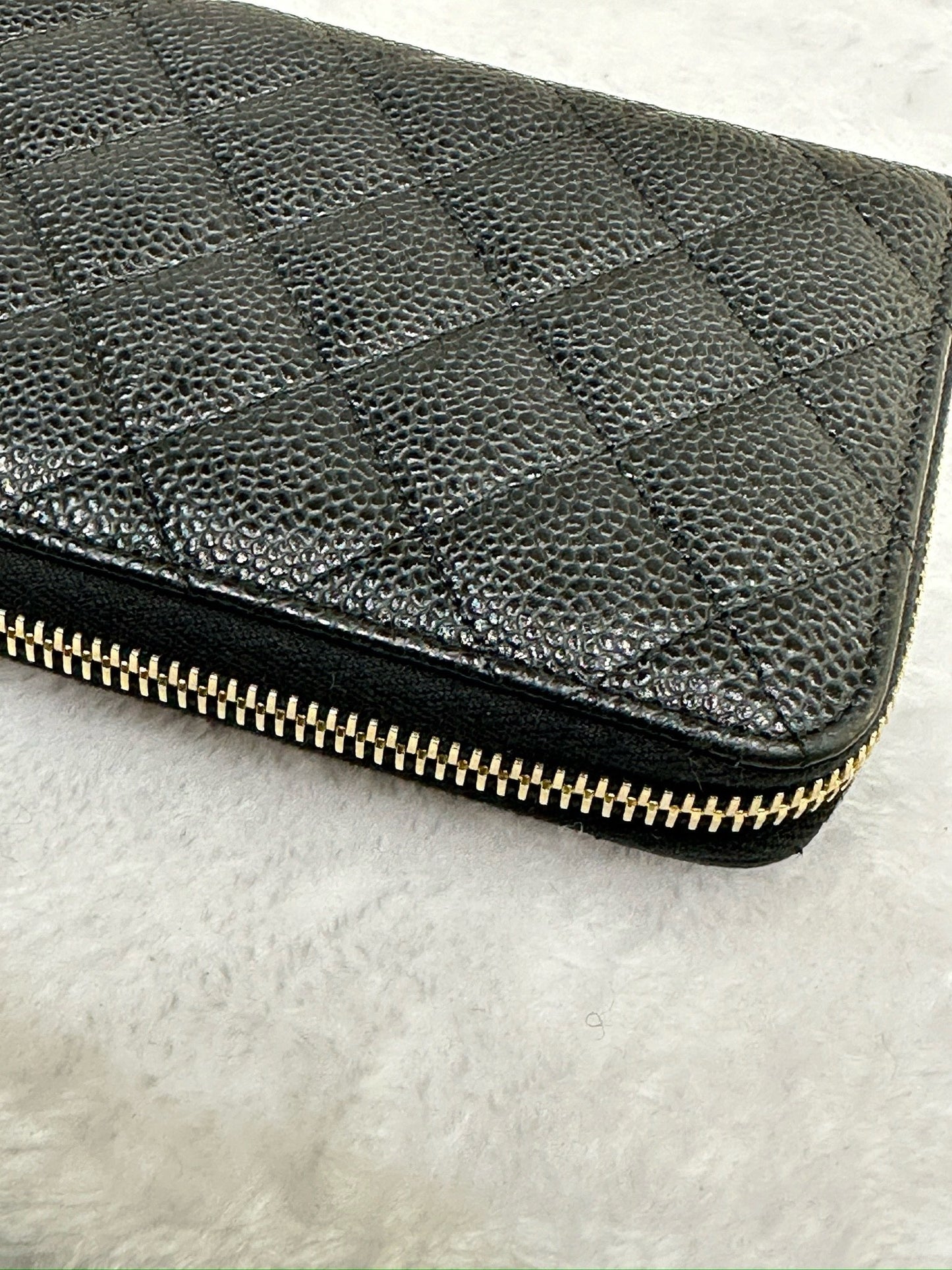 Chanel Caviar Long Zip Wallet Black GHW