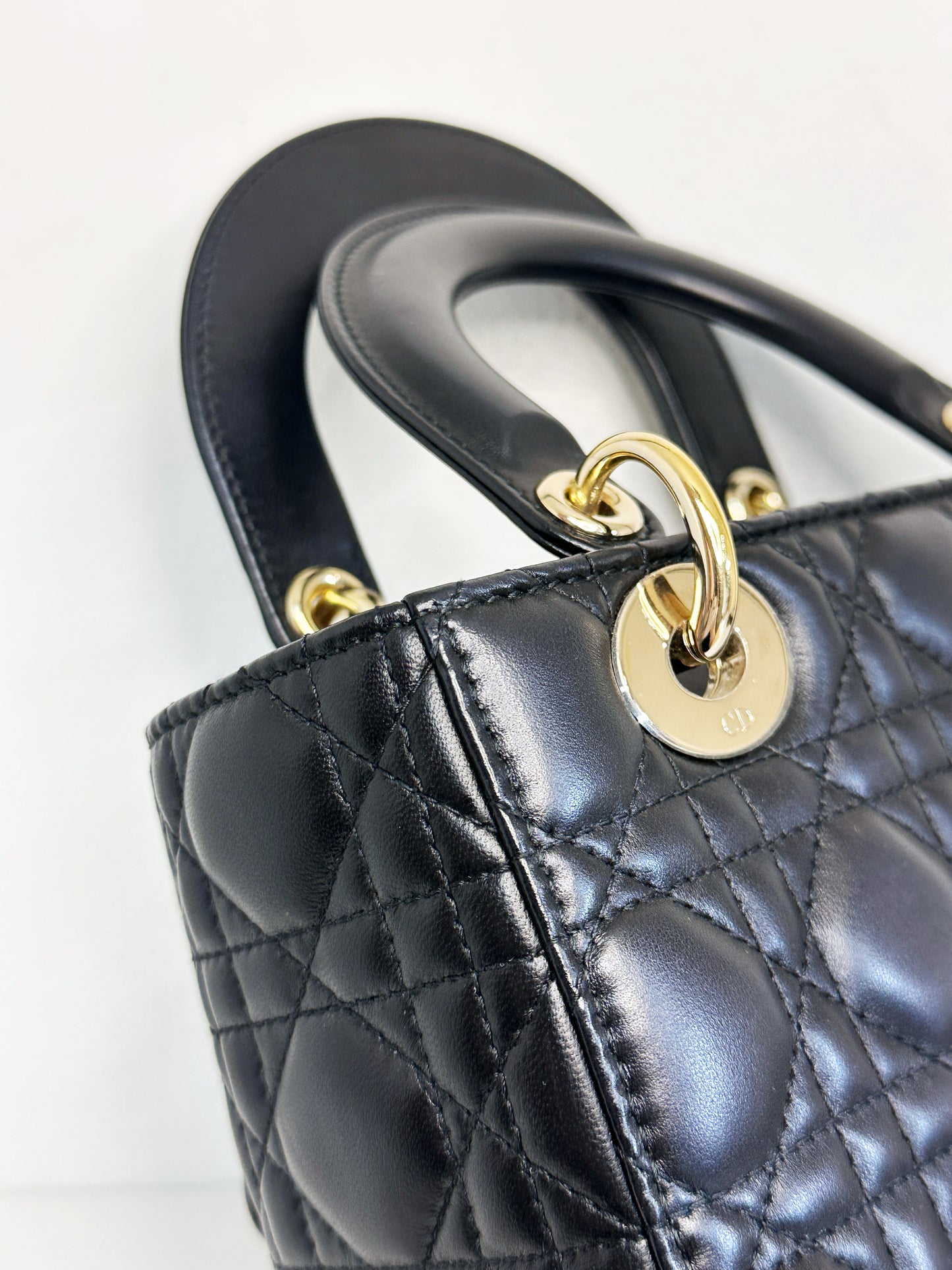 CHRISTIAN DIOR Lambskin Cannage Small My ABCDior Lady Dior Black GHW