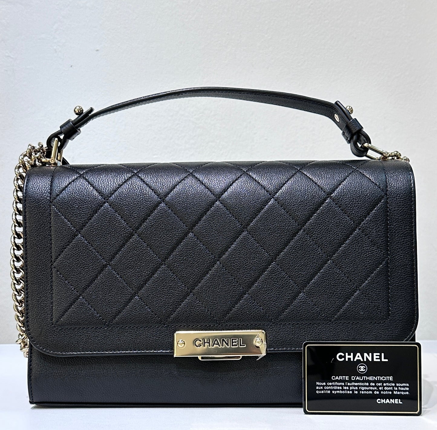 Chanel Black Leather Large Label Click Flap Bag