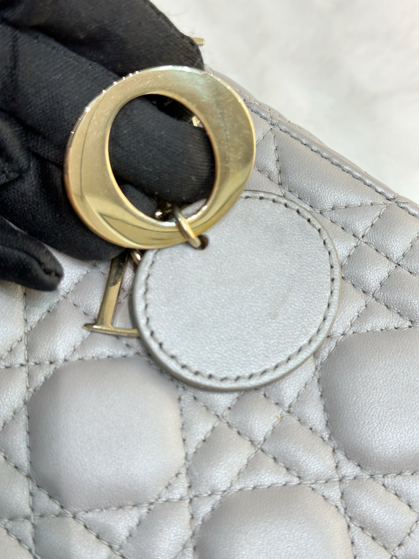 DIOR Mini Lady Dior Pearl Grey GHW