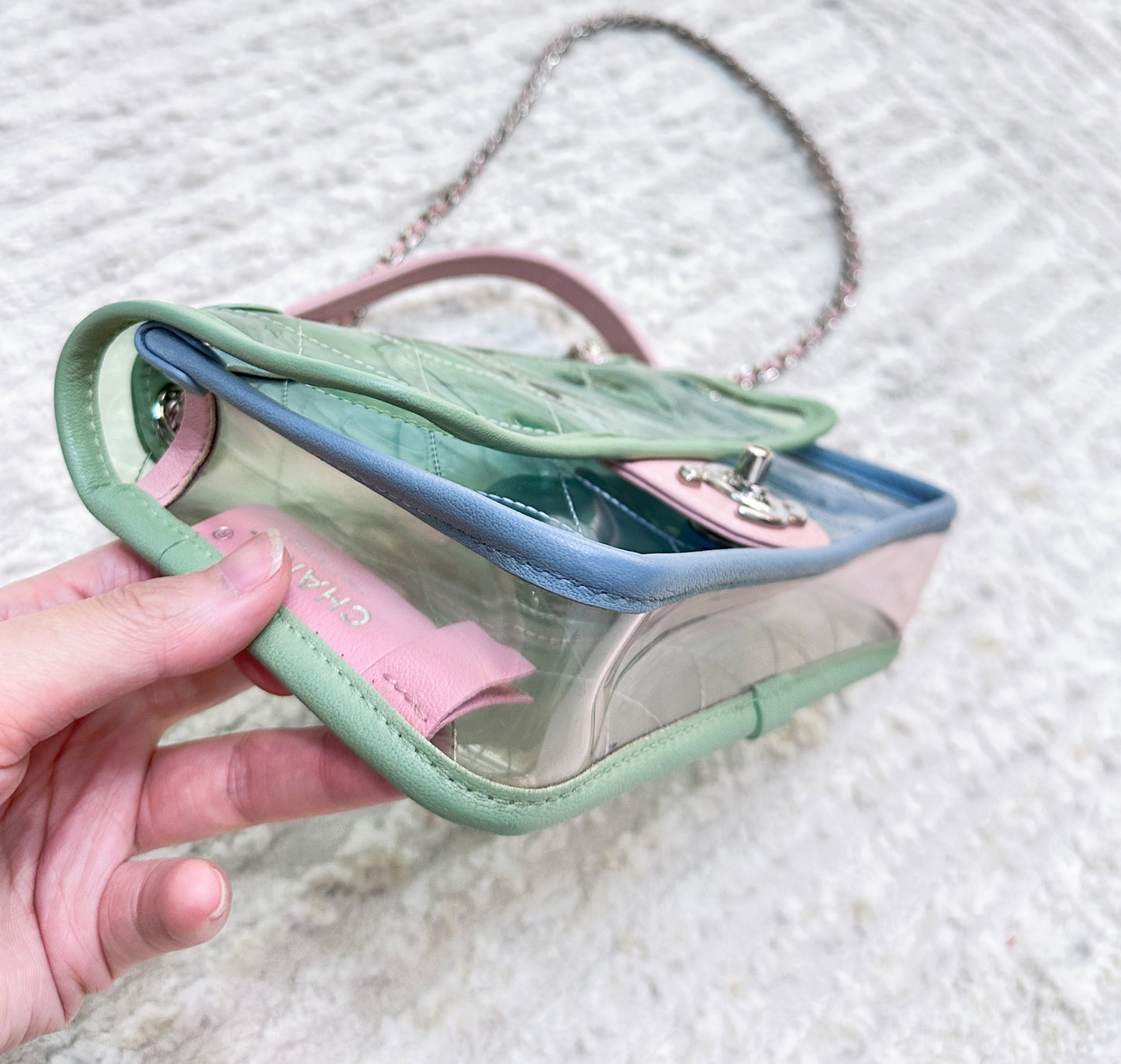 Chanel Coco Splash PVC Mini Flap Bag Blue/Green/Pink Silver Hardware