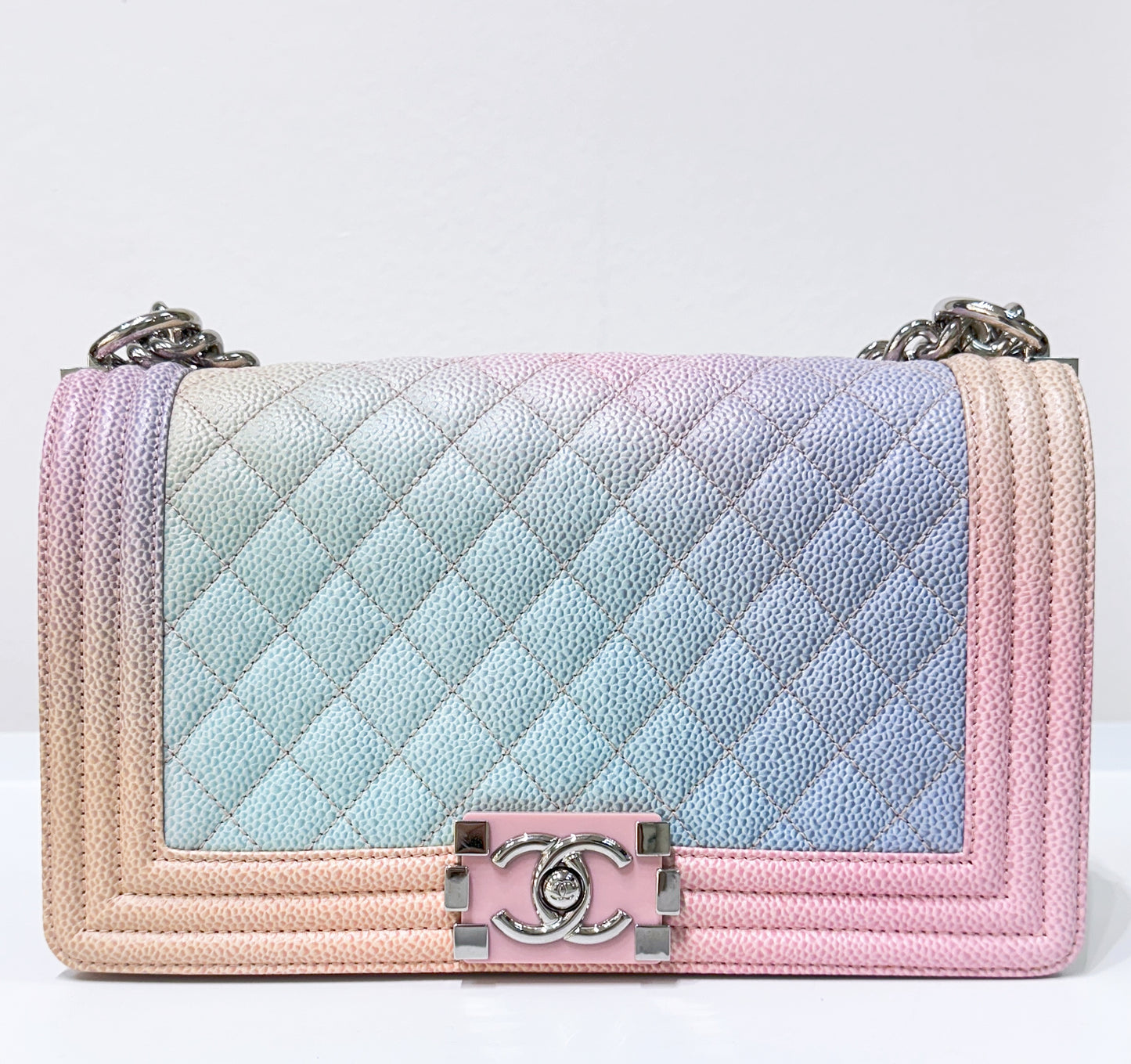 Chanel Rainbow Quilted Caviar Boy Bag Medium