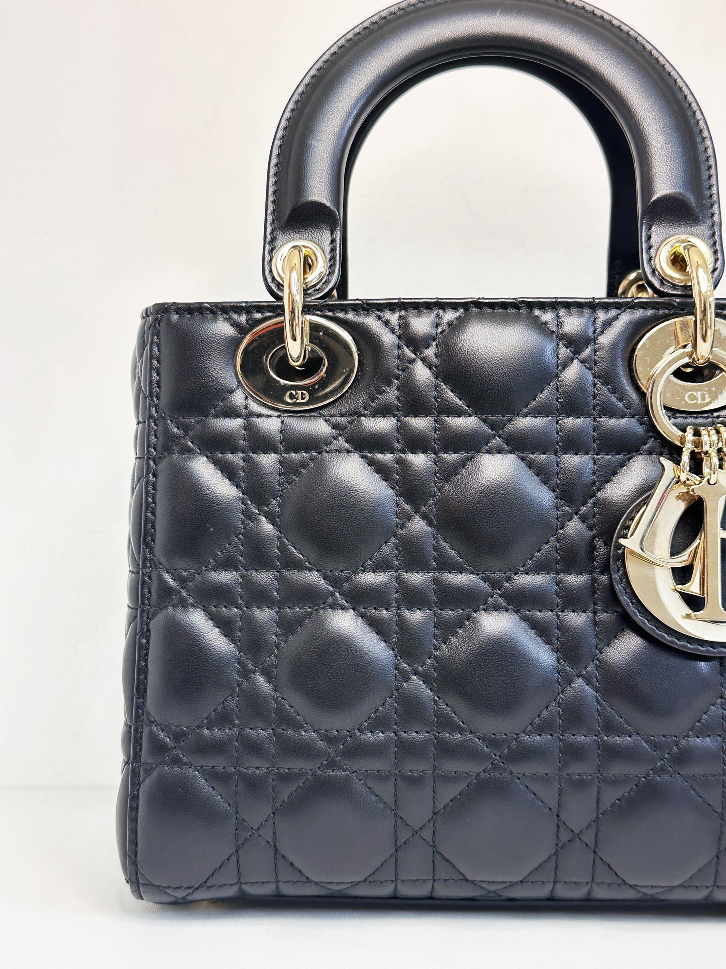 CHRISTIAN DIOR Lambskin Cannage Small My ABCDior Lady Dior Black GHW