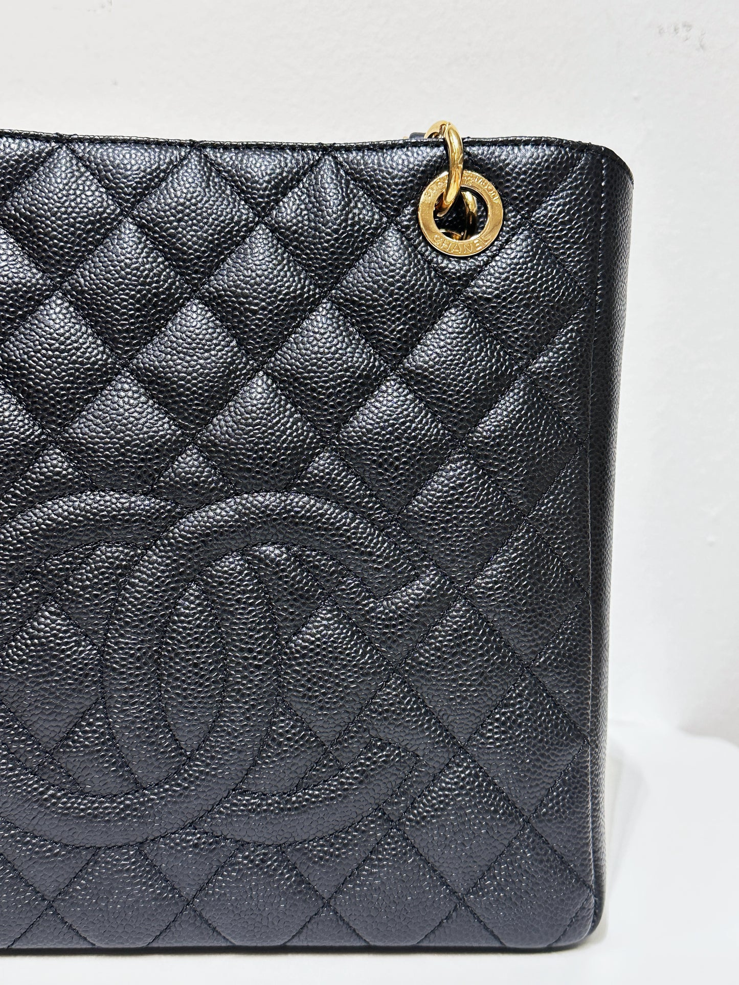 Chanel Caviar Quilted Petit Shopping Tote PST Black GHW 1608 holo card