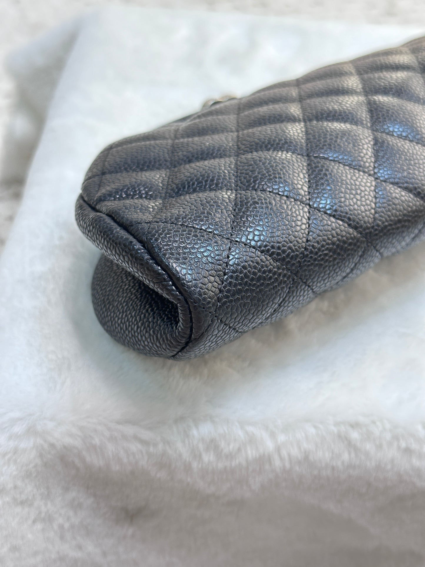 Chanel Quilted Timeless Kisslock Clutch Black Caviar SHW