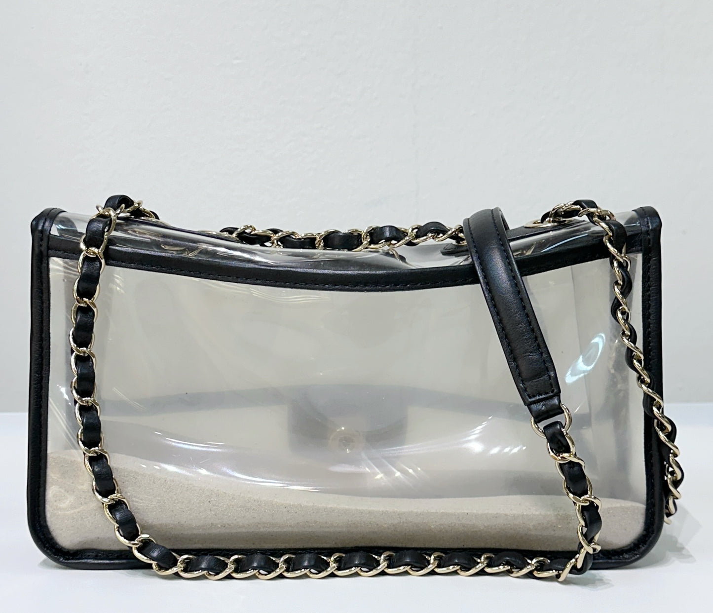 Chanel Medium Lambskin PVC Coco Sand Flap Black Bag