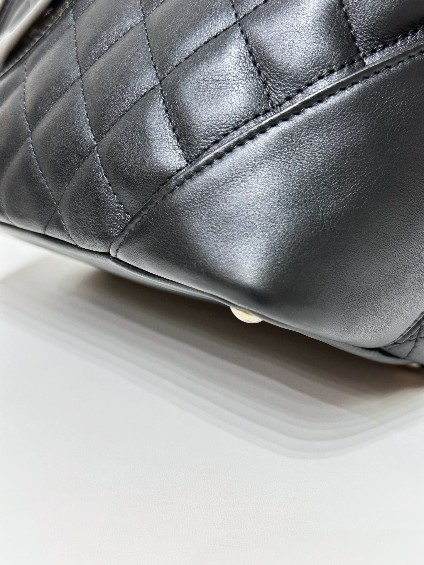 Chanel Calfskin Cambon Line Medium Tote Bag Black 1531 holo