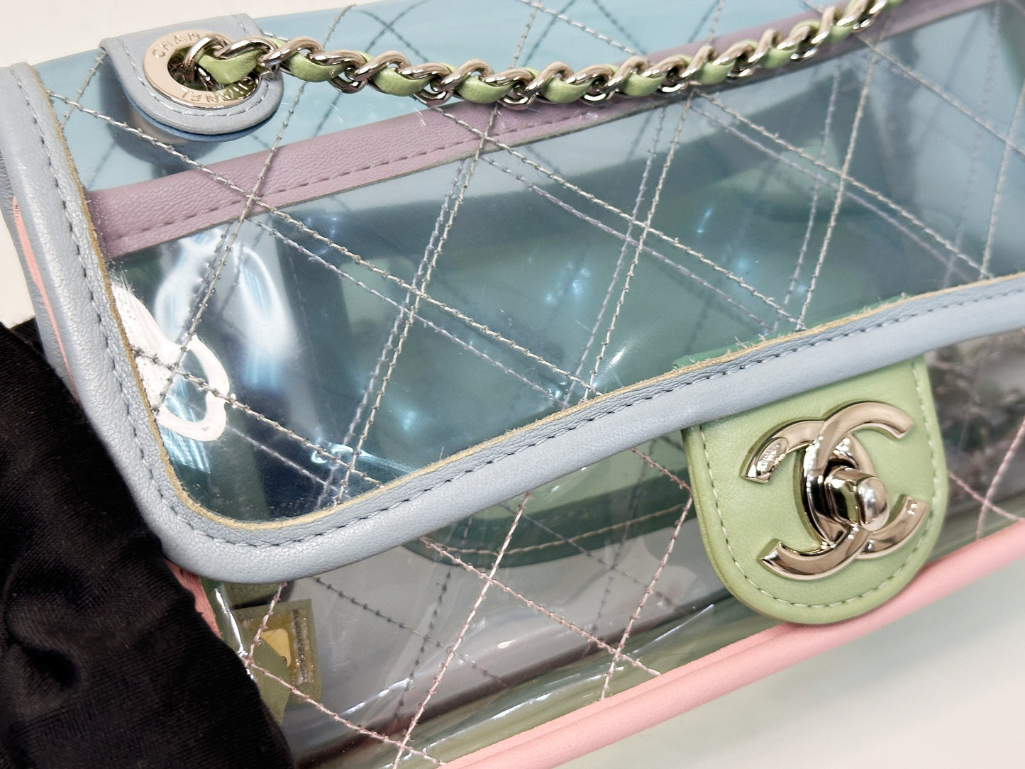 Chanel Coco Splash PVC Mini Flap Bag Blue/Pink/Green 2582 holo