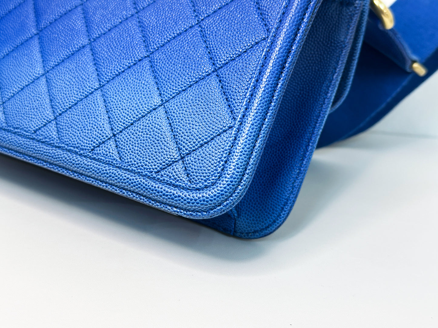 CHANEL Caviar Quilted Small Sunset On The Sea Flap Blue 2721 holo card