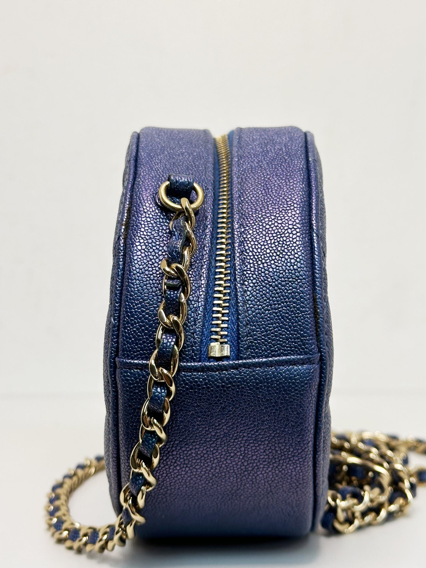 Chanel Matelasse Classic Chain Shoulder Bag Blue 2798 holo card