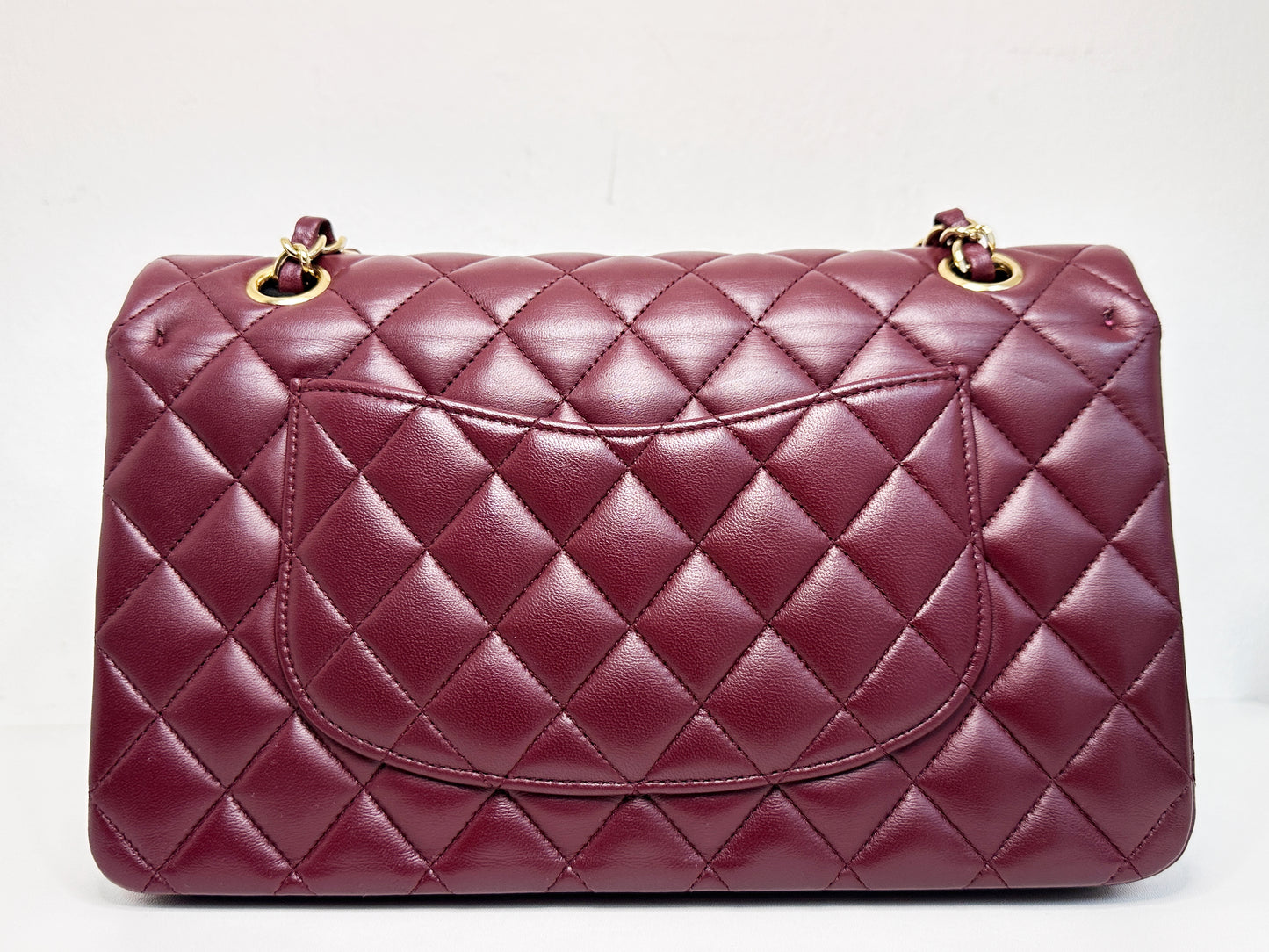 Chanel Classic Quilted Lambskin Medium Double Flap Bag Burgundy 2173 holo