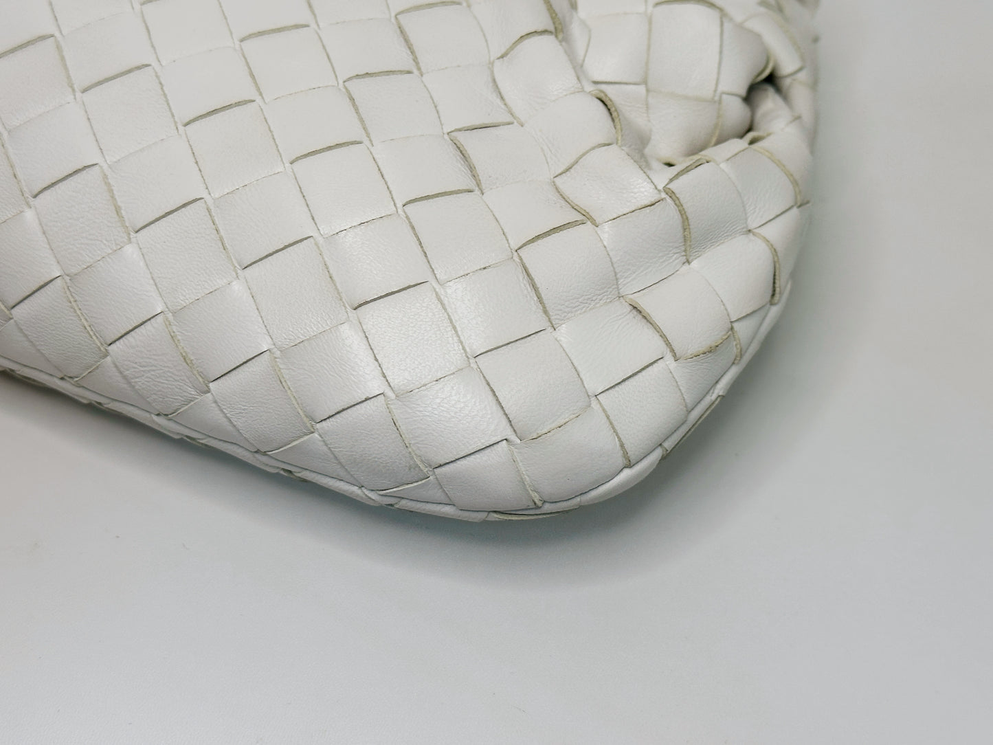 Bottega Veneta White Intrecciato Leather Mini Jodie Bag