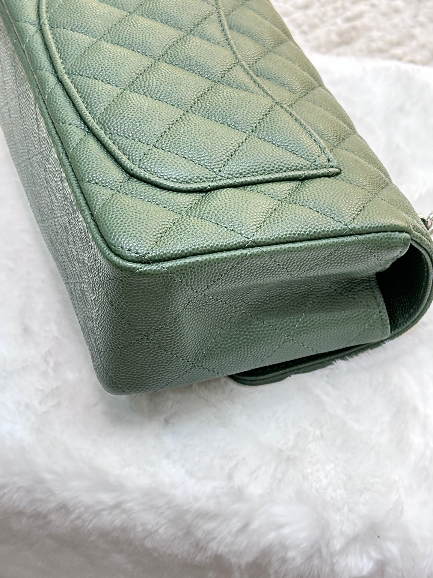 Chanel Caviar Quilted Mini Rectangular Flap Green