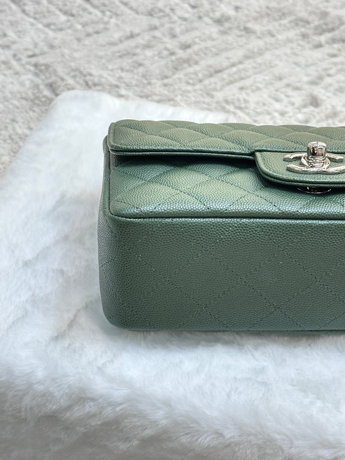 Chanel Caviar Quilted Mini Rectangular Flap Green