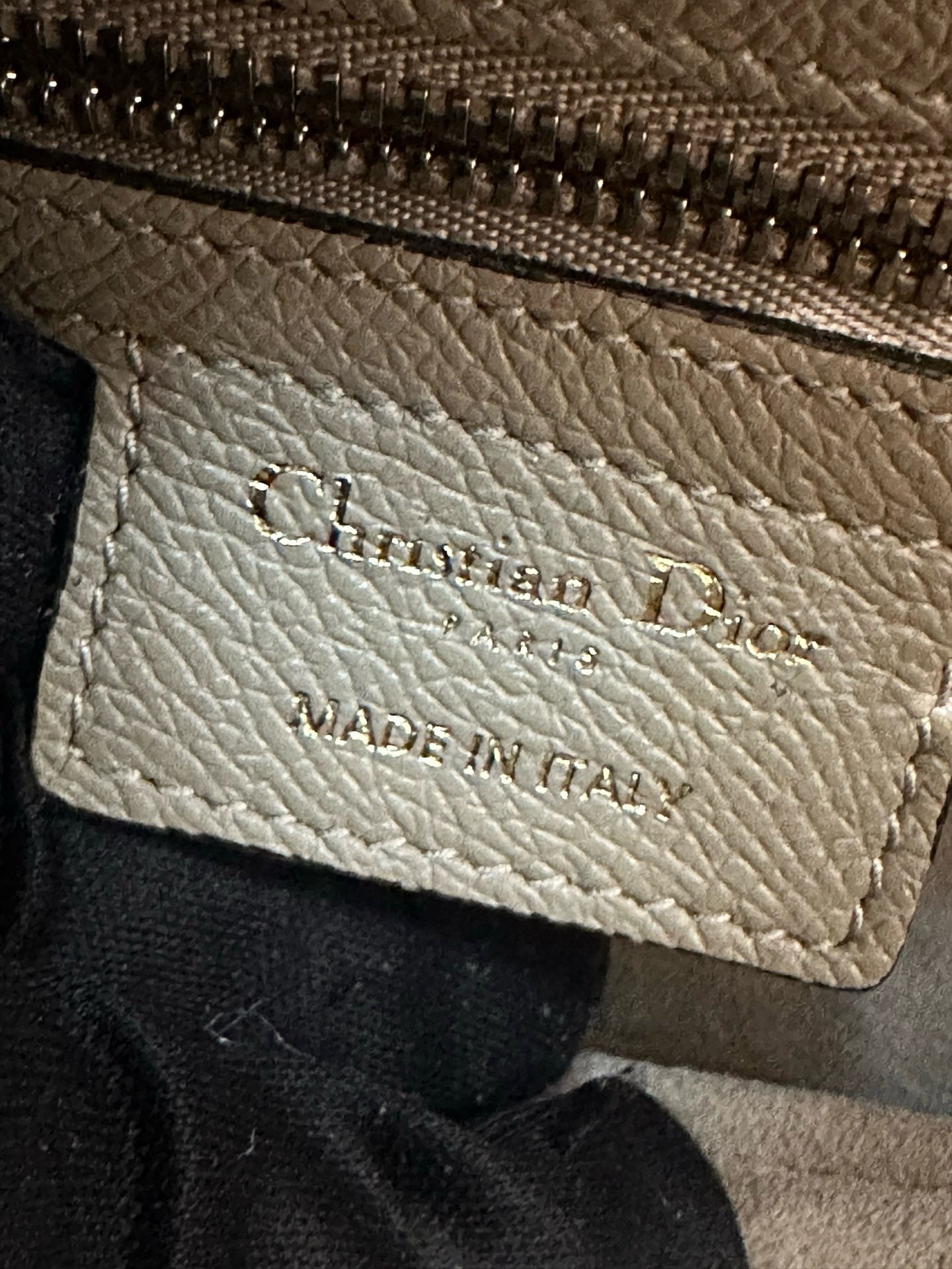 Christian Dior Small Calfskin Saddle Bag Taupe GHW