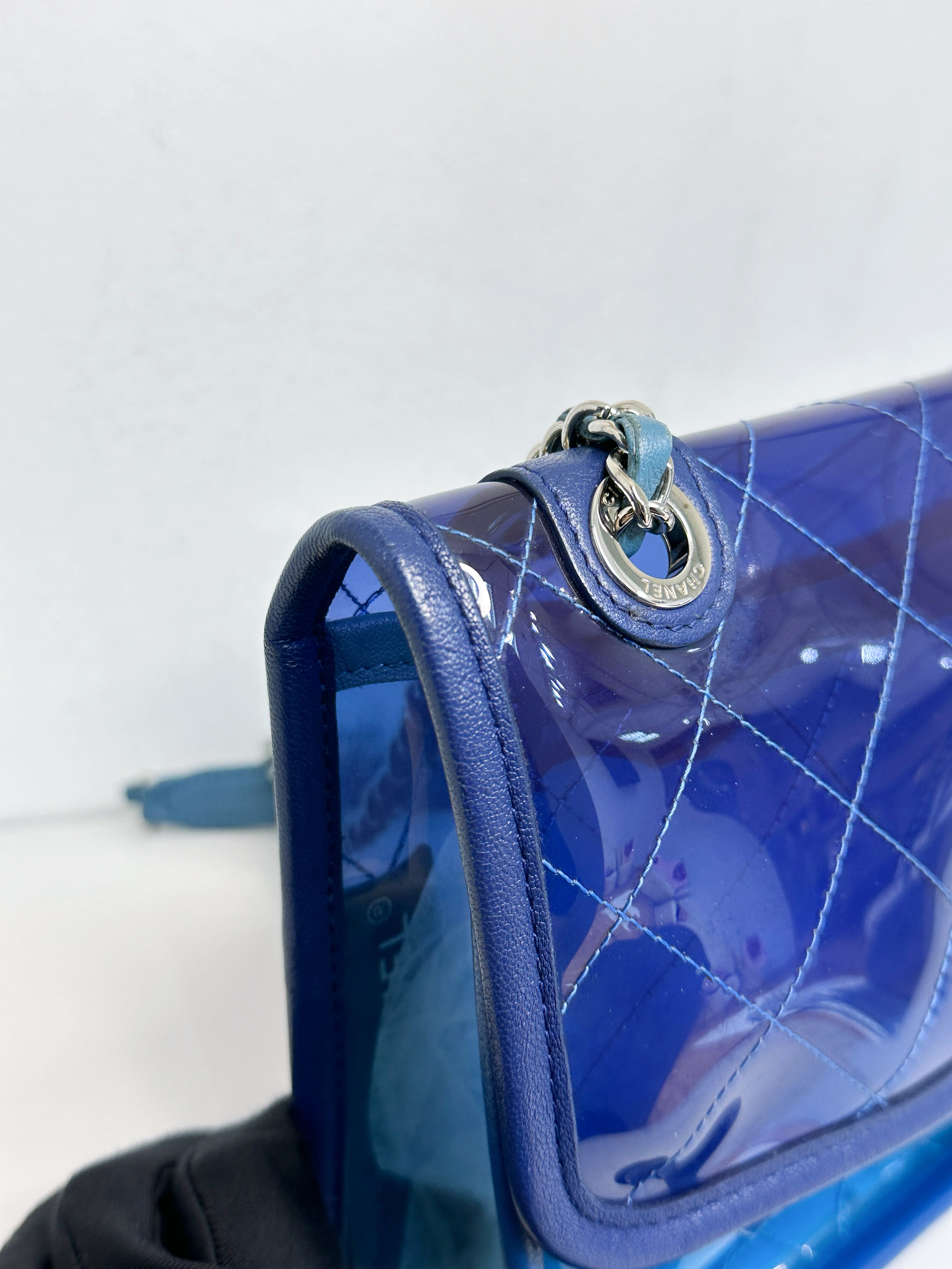 Chanel Blue Coco Splash PVC Medium Flap Bag 2583 holo