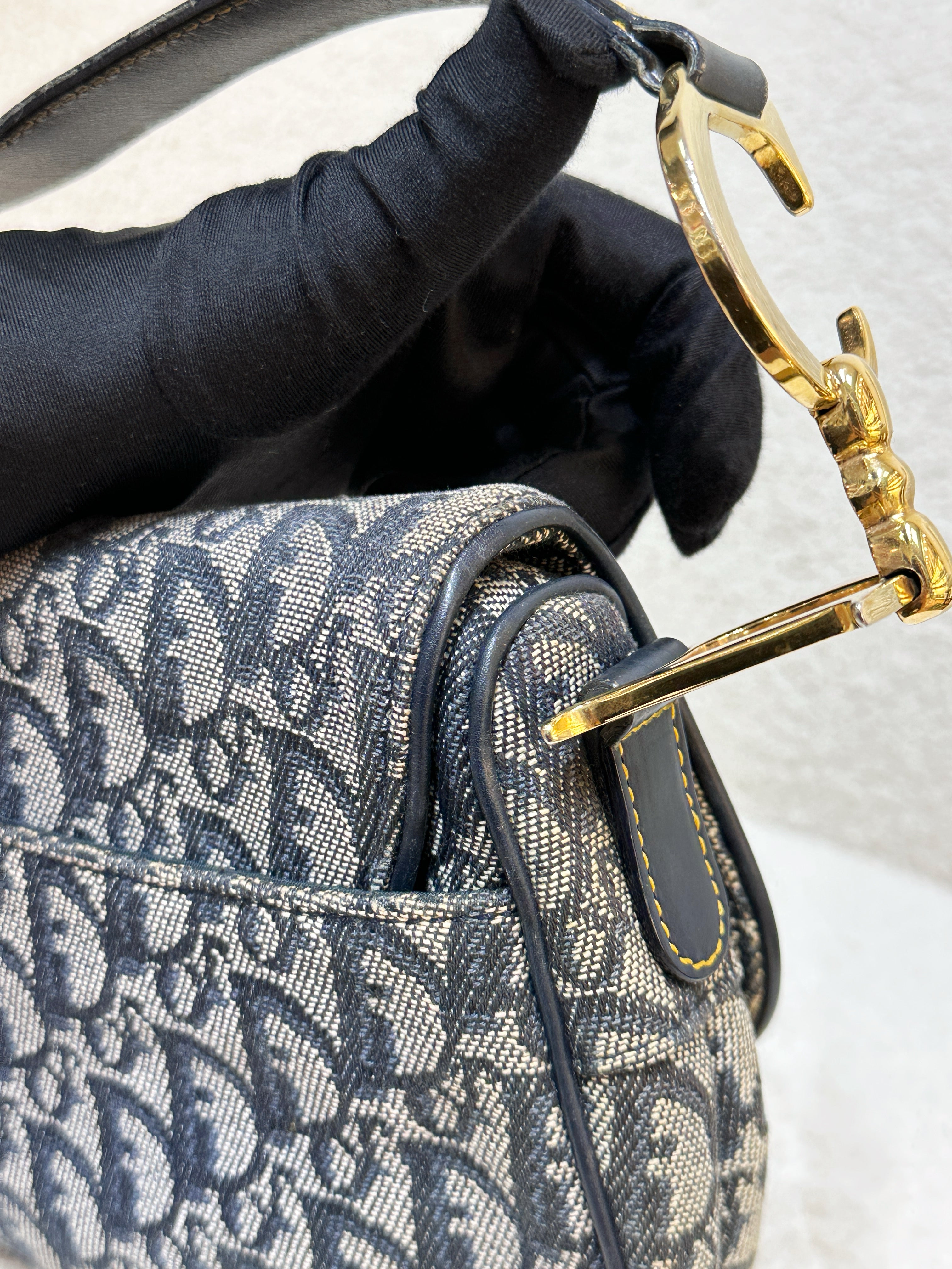 Christian Dior Double Saddle Canvas Navy blue 2001 year