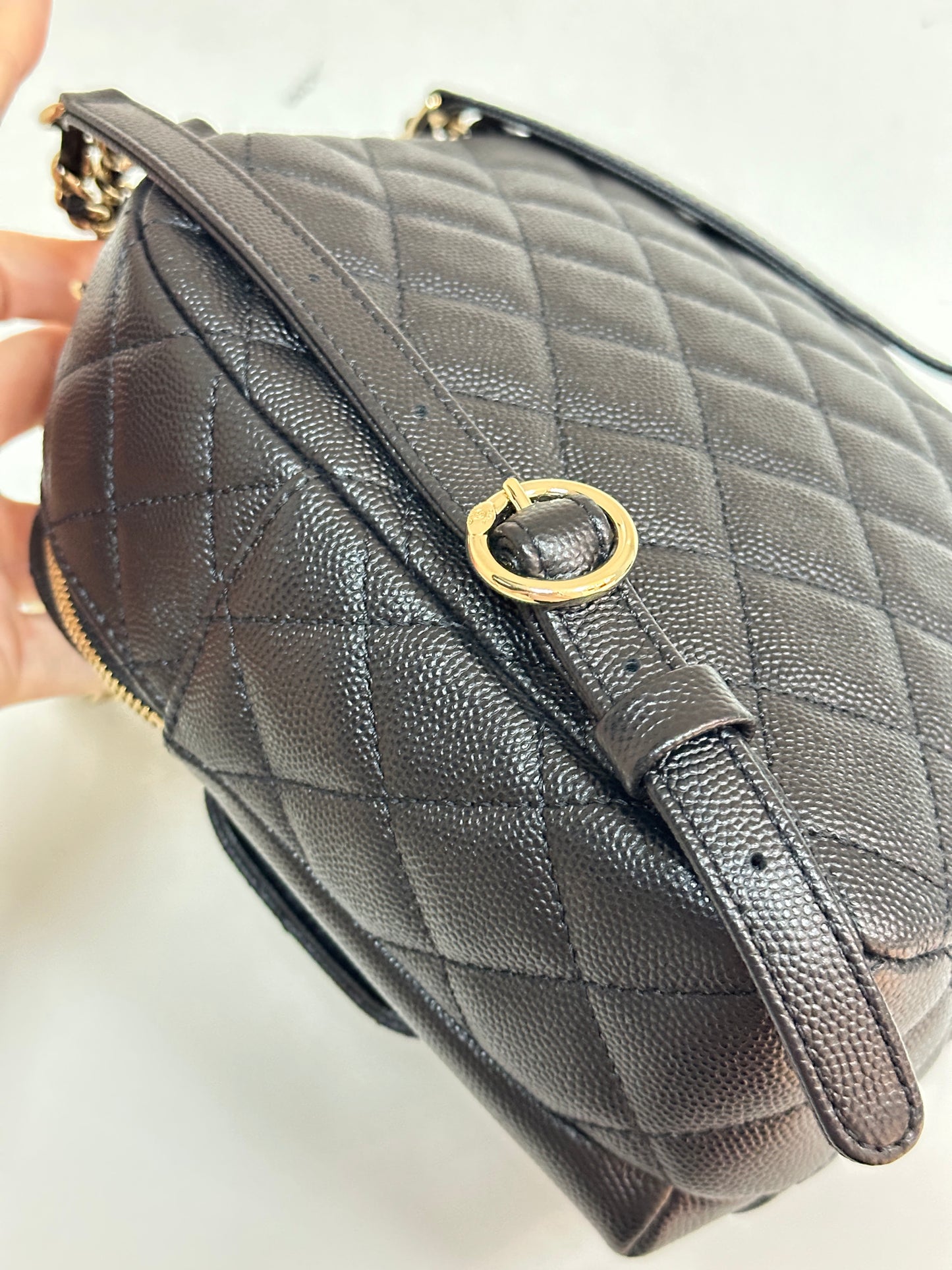 Chanel CC Day Backpack Quilted Caviar Mini Black 2687 holo card