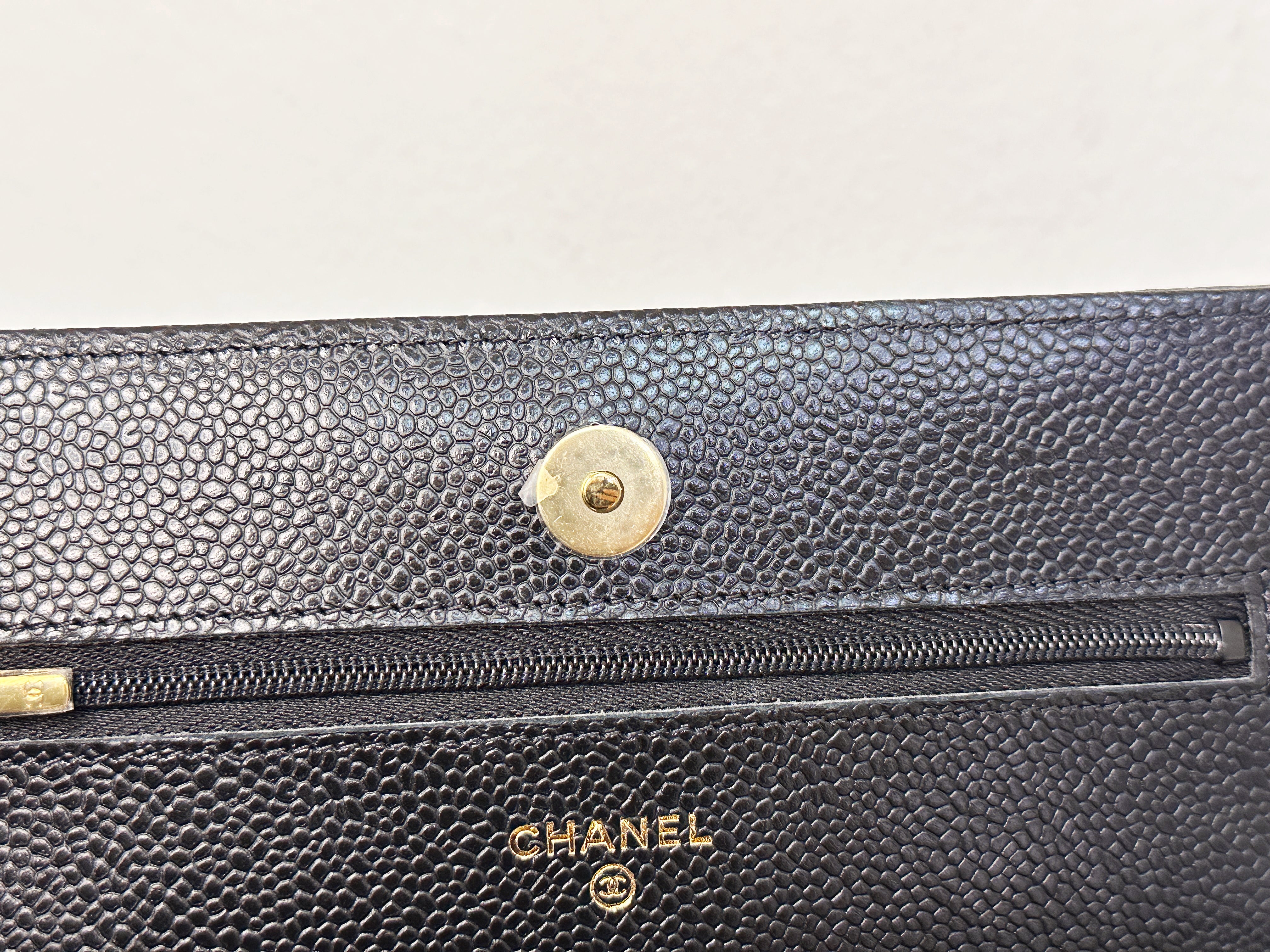 Chanel Classic Wallet on Chain Caviar Black GHW T876 microchip